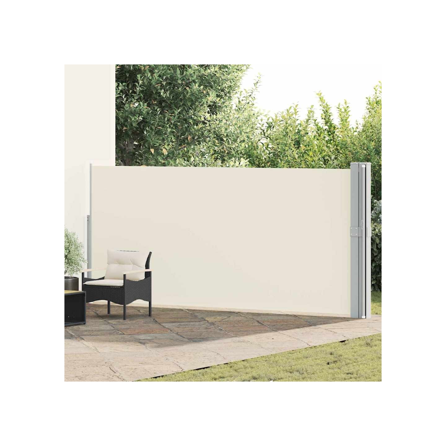 Auvent latéral rétractable de patio 170x1200 cm Crème