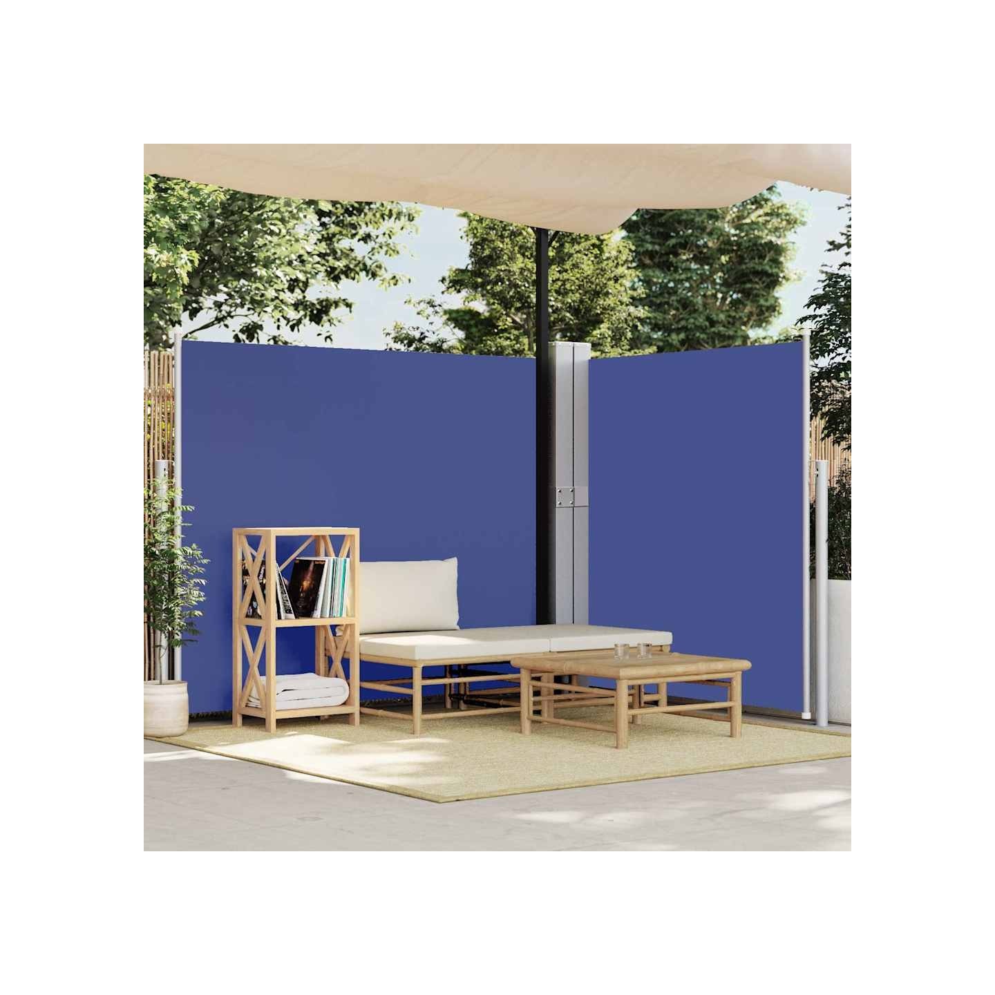 Auvent latéral rétractable de patio 170x1200 cm Bleu