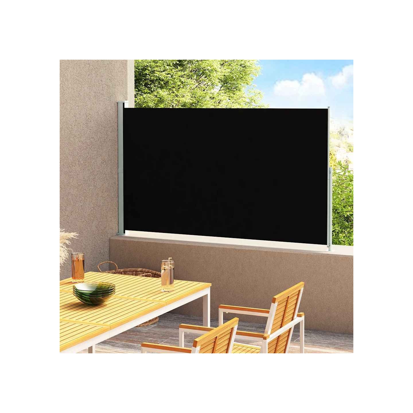 Auvent latéral rétractable de patio 180x314 cm Noir