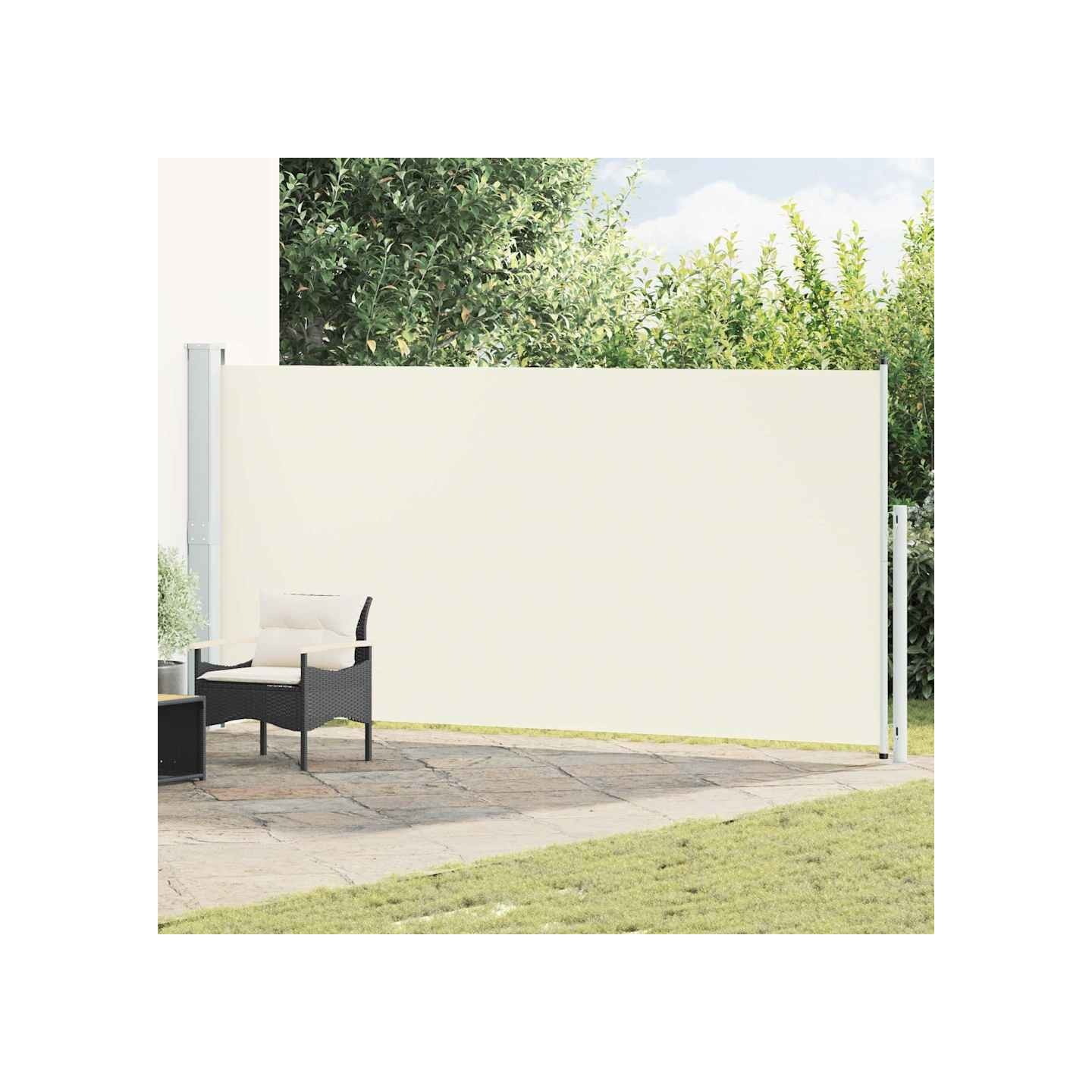 Auvent latéral rétractable de patio 180x514 cm Crème