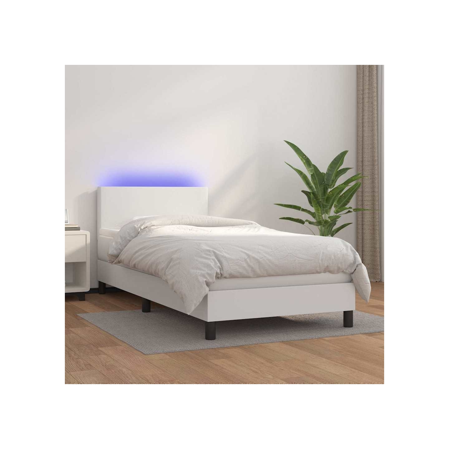 Sommier à lattes de lit avec matelas et LED Blanc 80x200cm