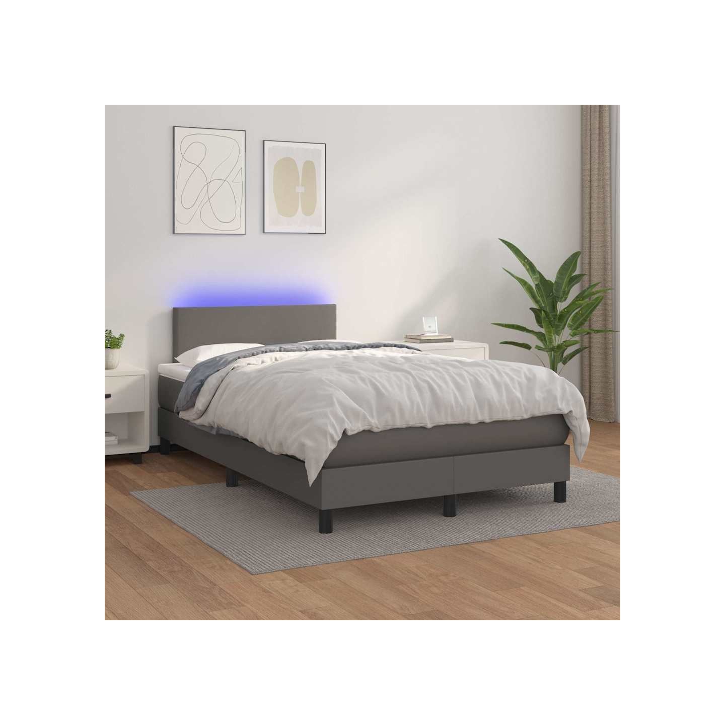 Sommier à lattes de lit avec matelas et LED Gris 120x200 cm
