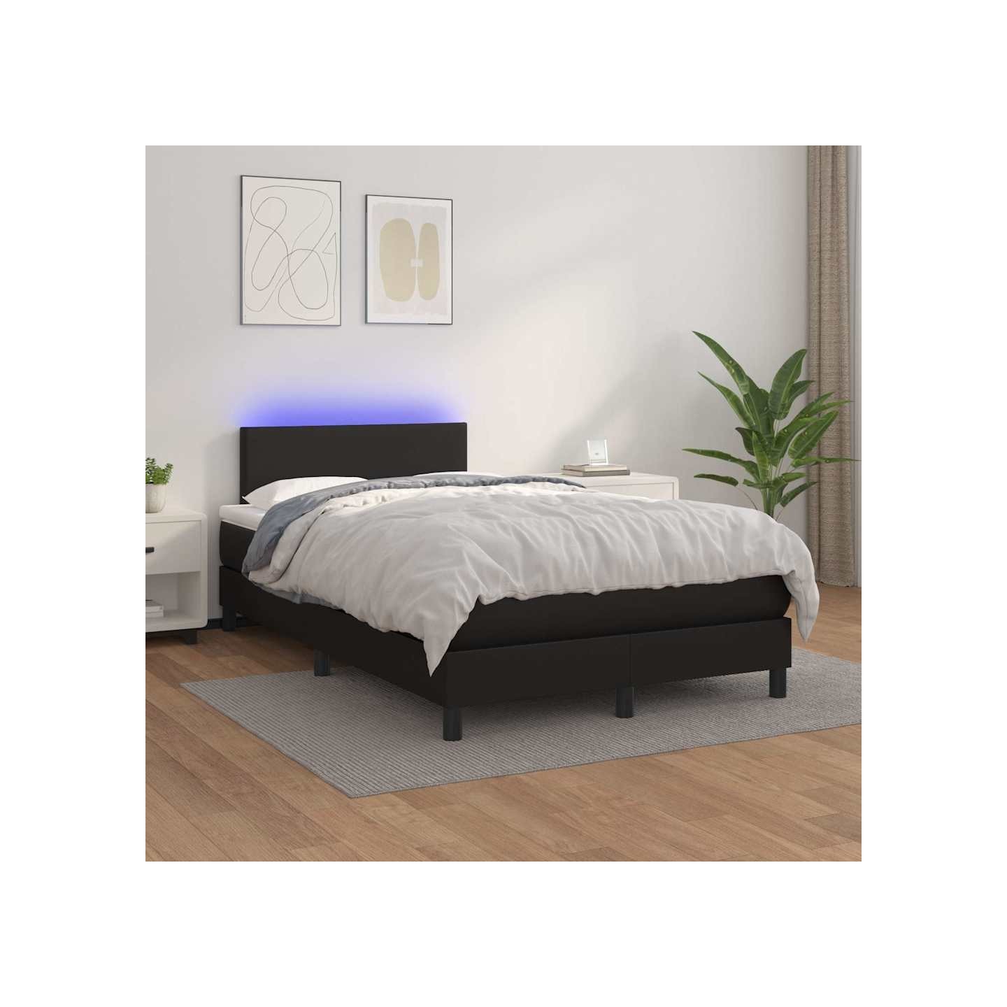 Sommier à lattes de lit avec matelas et LED Noir 120x200cm