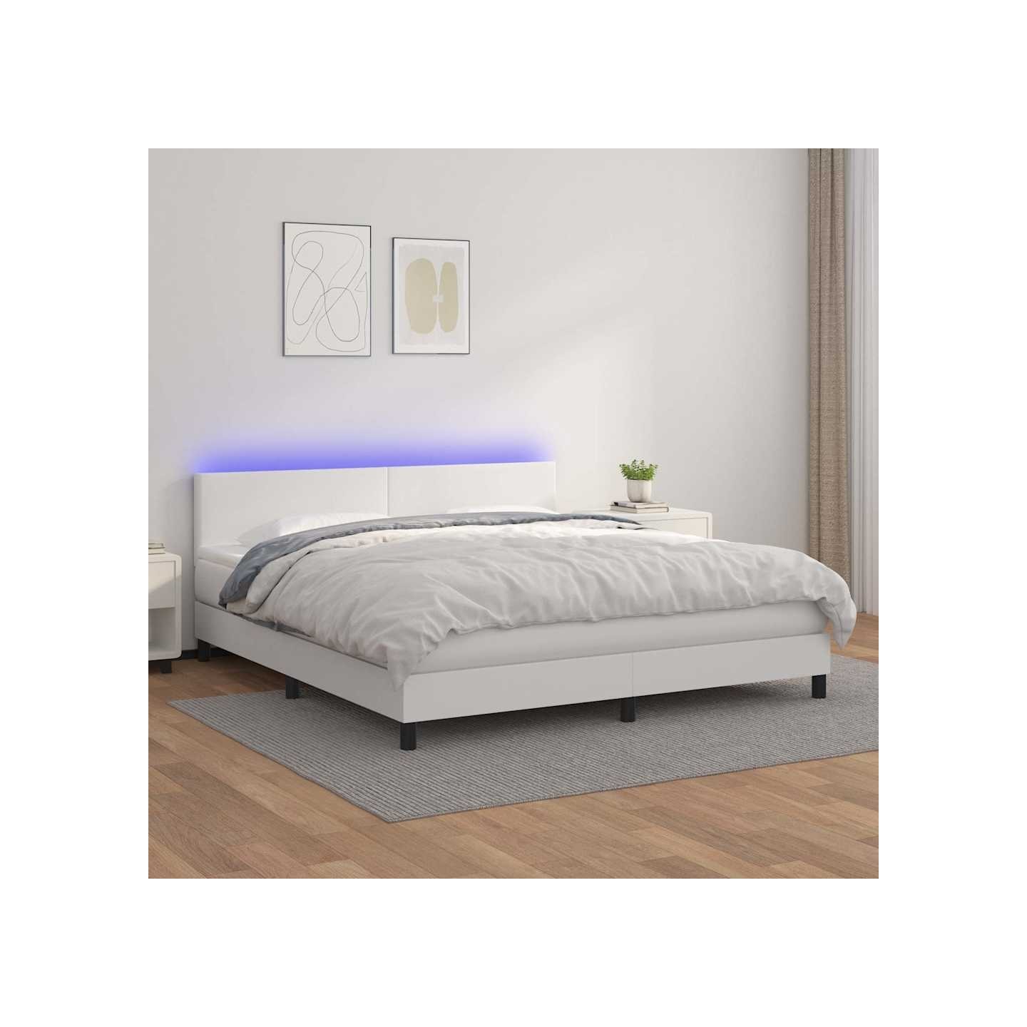 Sommier à lattes de lit avec matelas et LED Blanc 180x200 cm