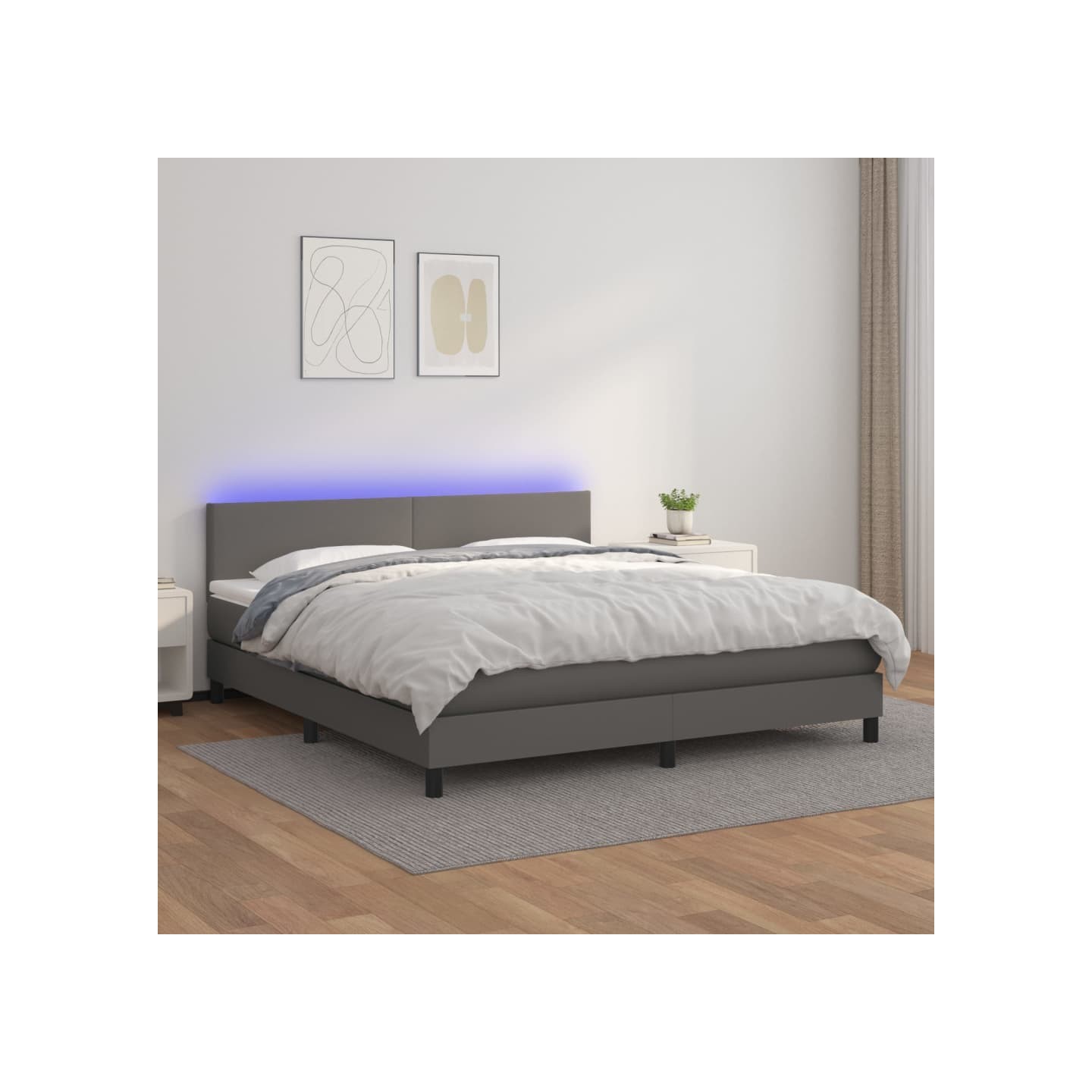 Sommier à lattes de lit avec matelas et LED Gris 160x200 cm