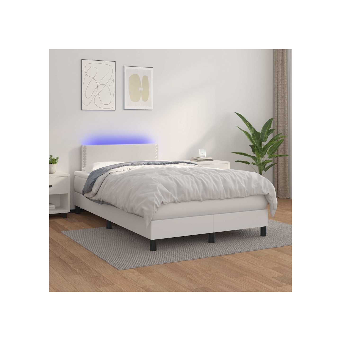 Sommier à lattes de lit avec matelas et LED Blanc 120x200 cm