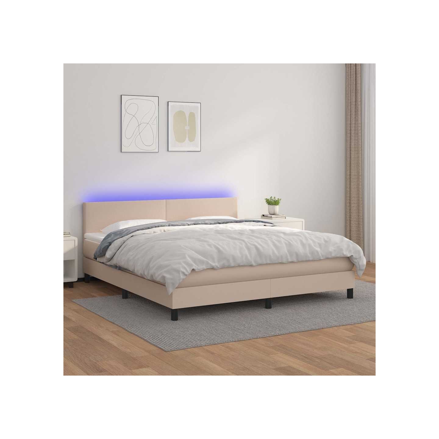 Sommier à lattes de lit avec matelas LED Cappuccino 180x200 cm