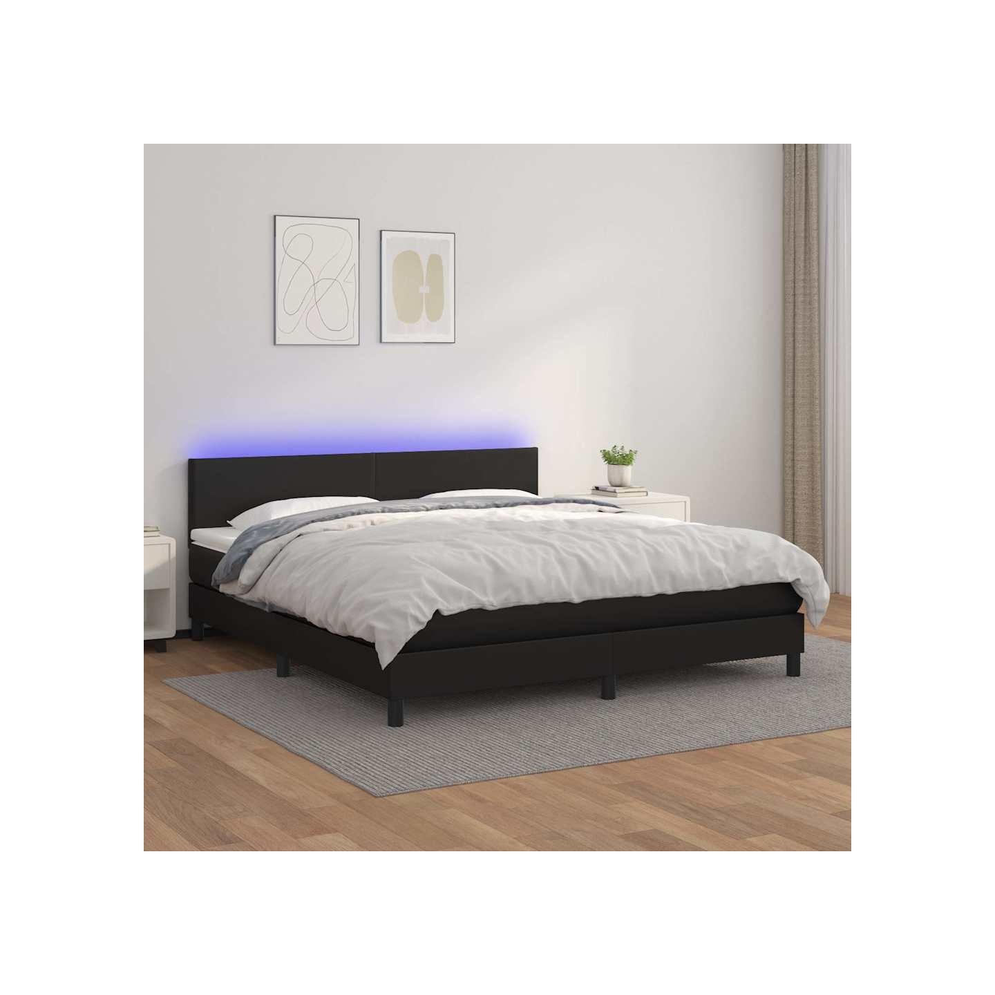 Sommier à lattes de lit avec matelas et LED Noir 180x200 cm