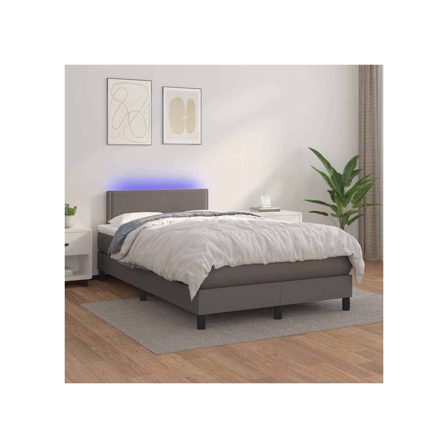 Sommier à lattes de lit avec matelas et LED Gris 120x200 cm
