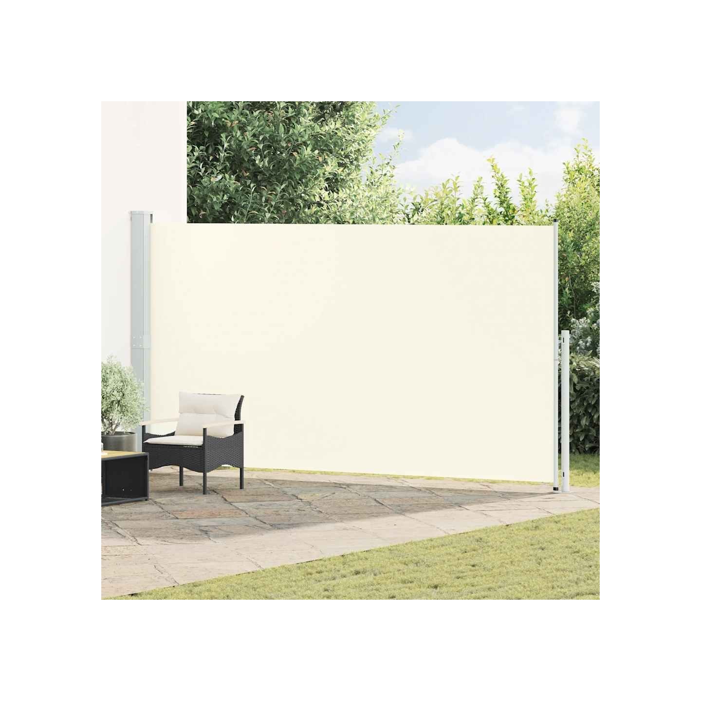 Auvent latéral rétractable de patio 200x514 cm Crème