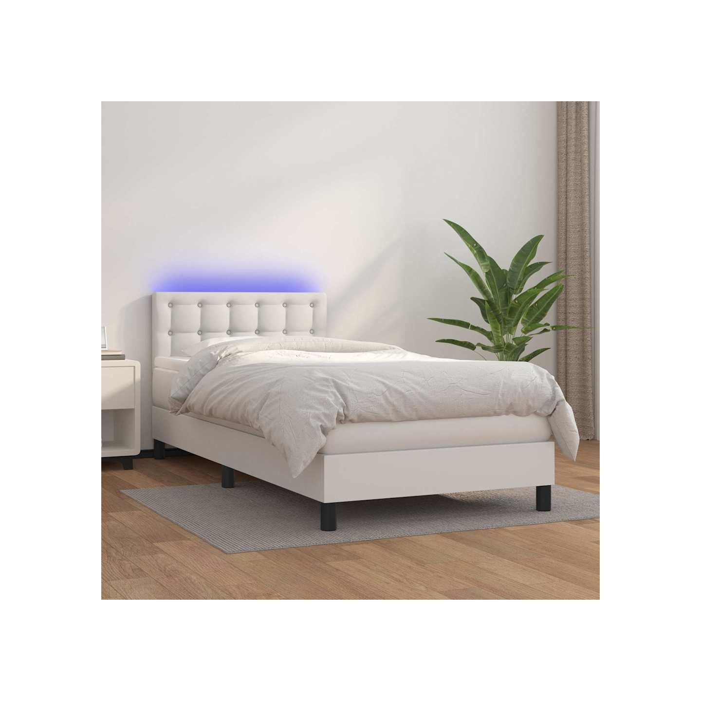 Sommier à lattes de lit avec matelas et LED Blanc 80x200 cm