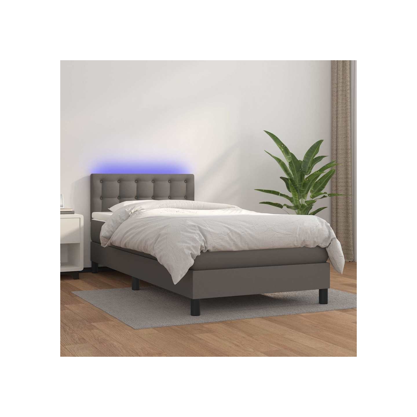 Sommier à lattes de lit avec matelas et LED Gris 80x200 cm
