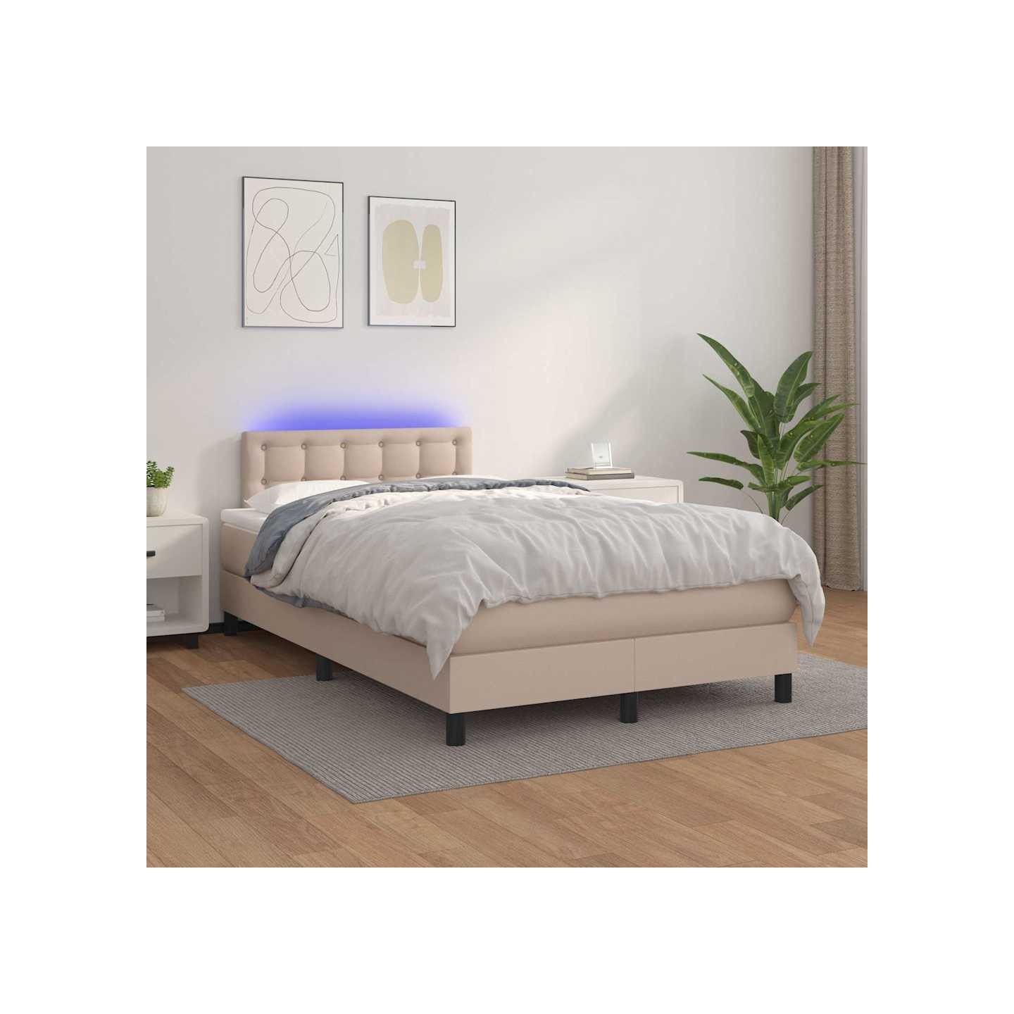 Sommier à lattes de lit avec matelas LED Cappuccino 120x200 cm