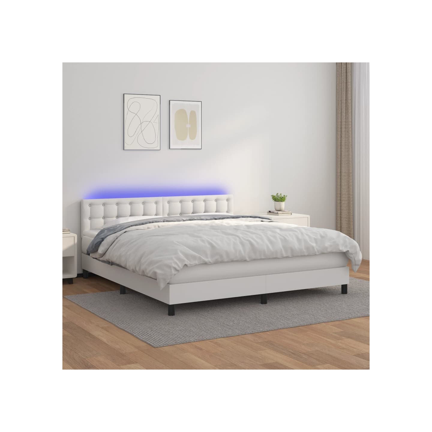 Sommier à lattes de lit avec matelas et LED Blanc 160x200 cm