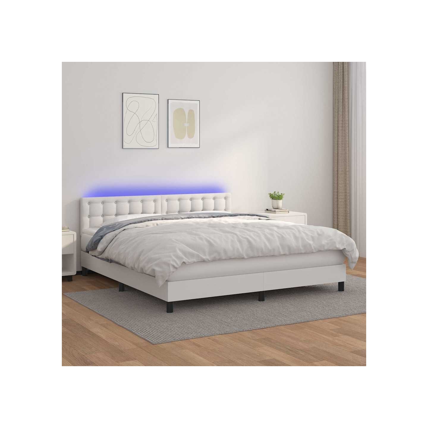 Sommier à lattes de lit avec matelas et LED Blanc 180x200 cm