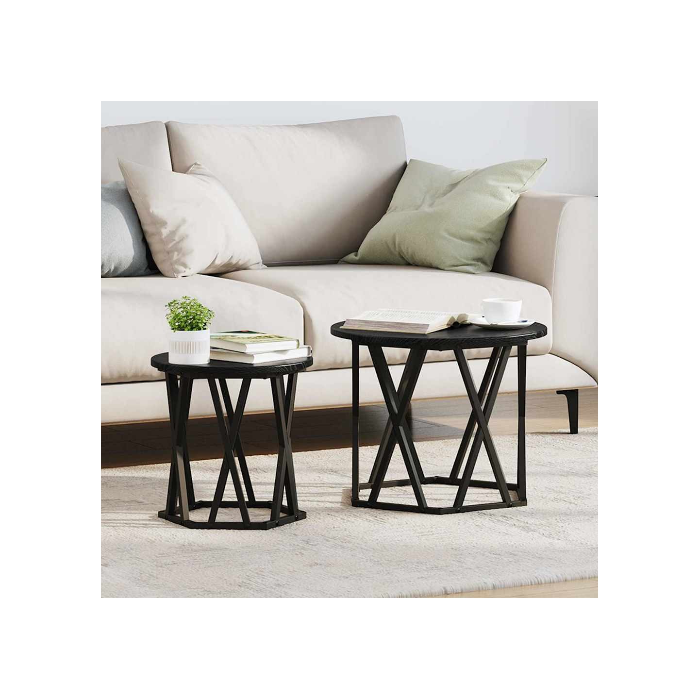 Table d'appoint 2 pc Chêne noir 50 x 50 x 40 cm