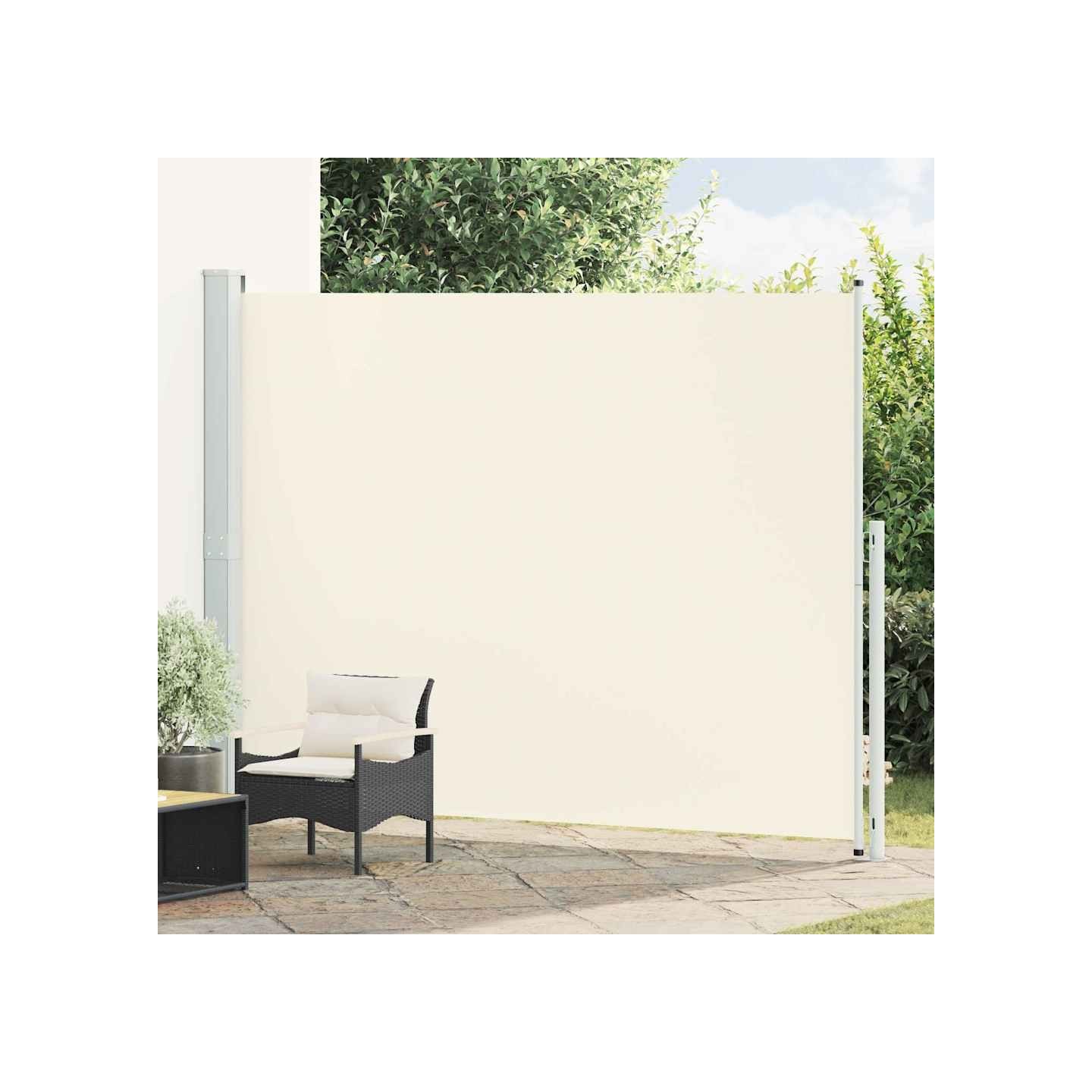 Auvent latéral rétractable de patio 220x314 cm Crème