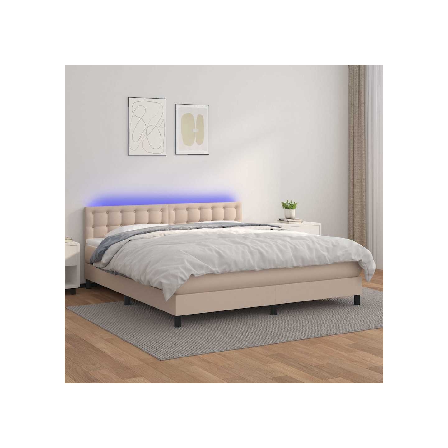 Sommier à lattes de lit avec matelas LED Cappuccino 180x200 cm