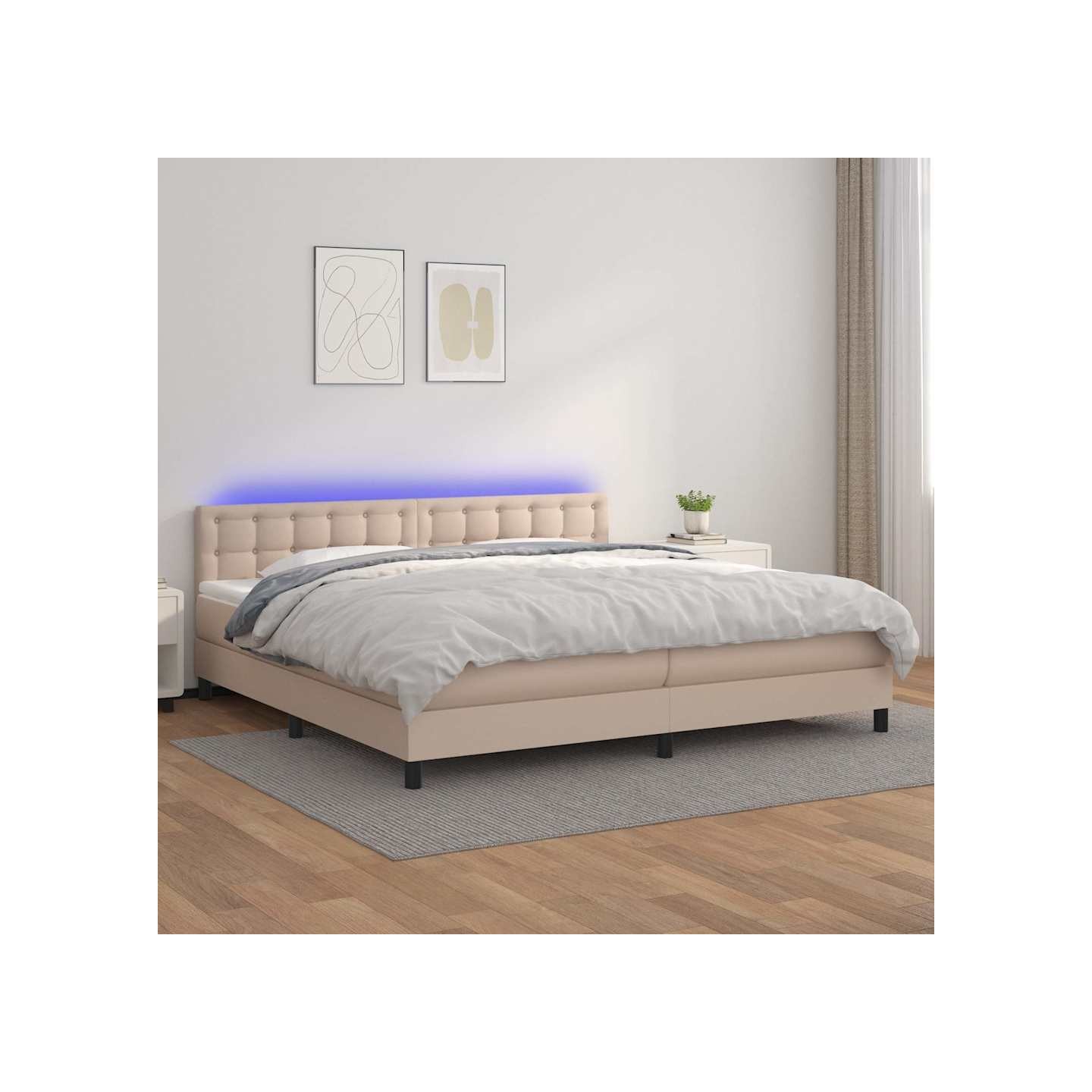 Sommier à lattes de lit avec matelas LED Cappuccino 200x200 cm
