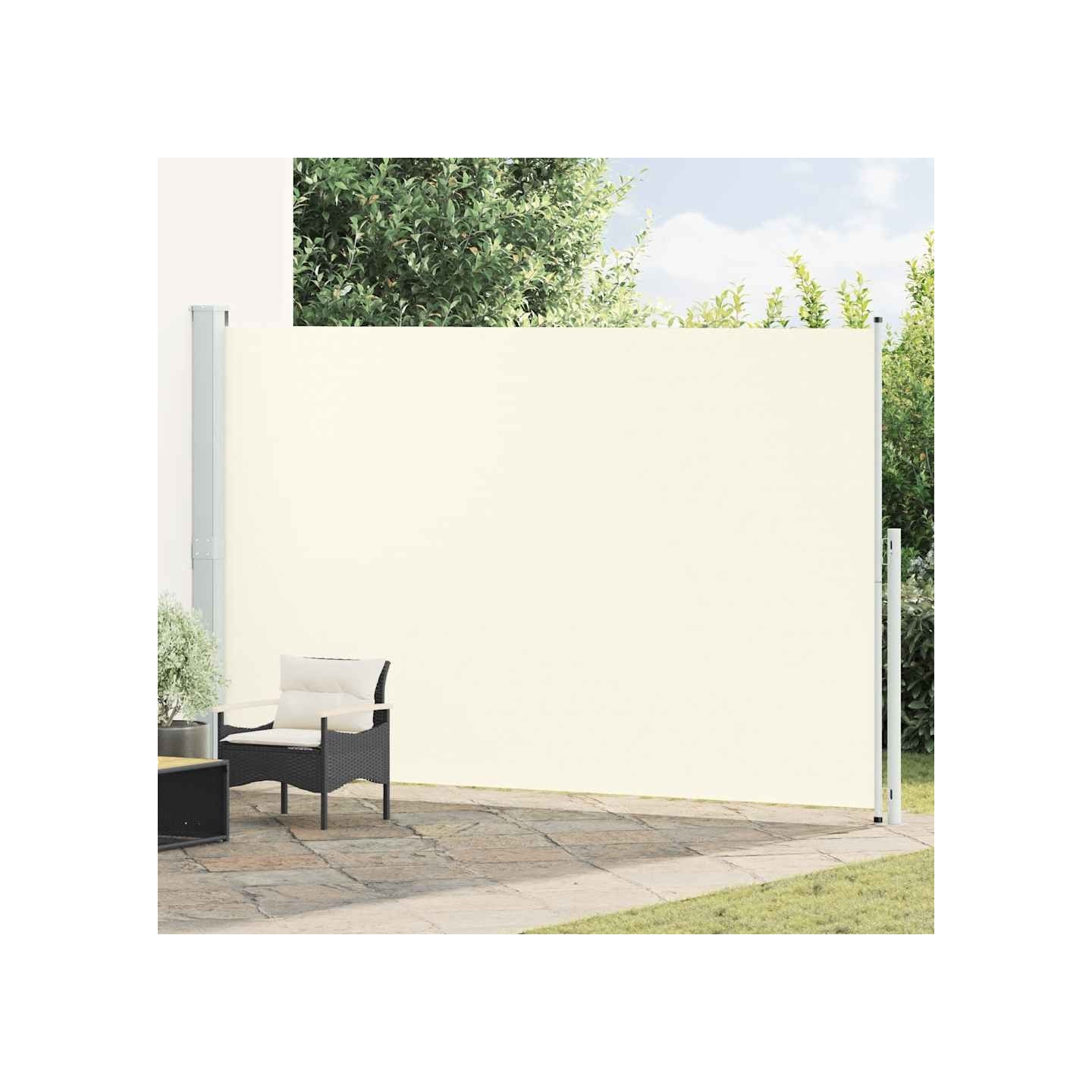Auvent latéral rétractable de patio 220x514 cm Crème