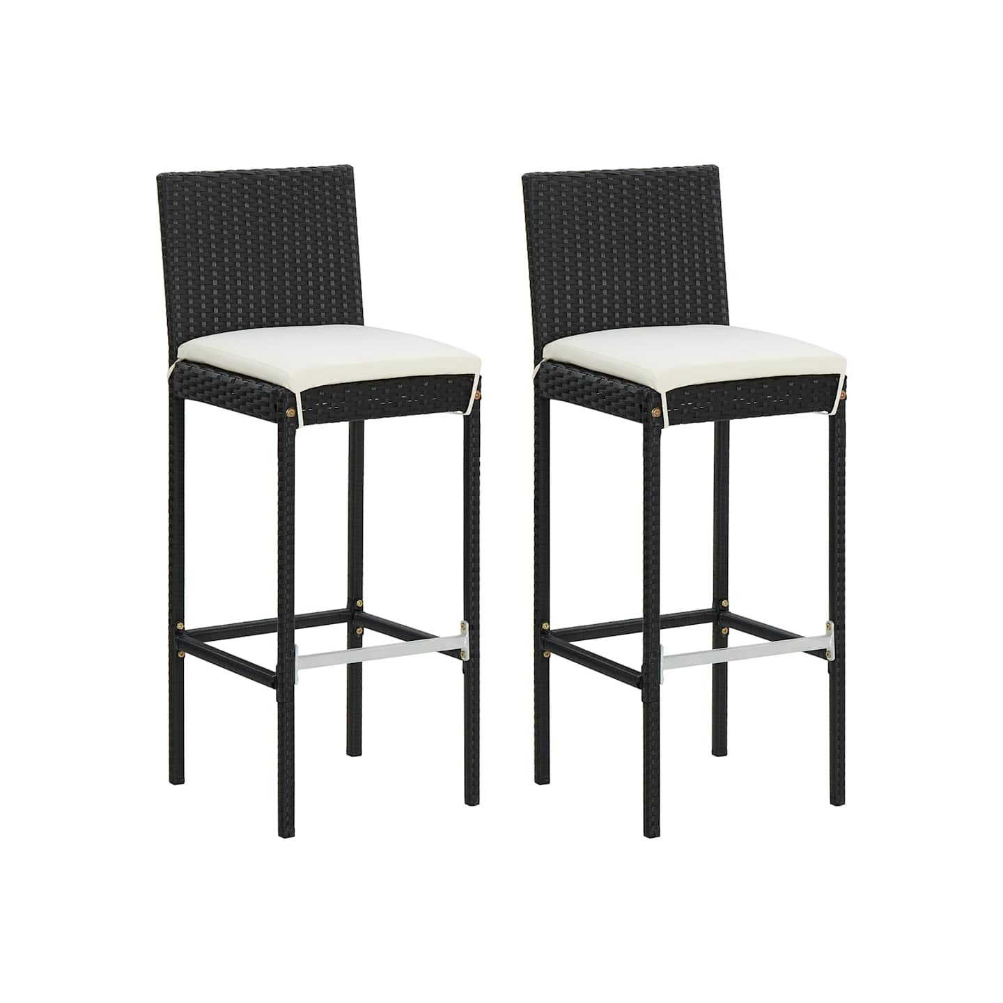 Tabourets de bar de jardin et coussins lot de 2 résine tressée