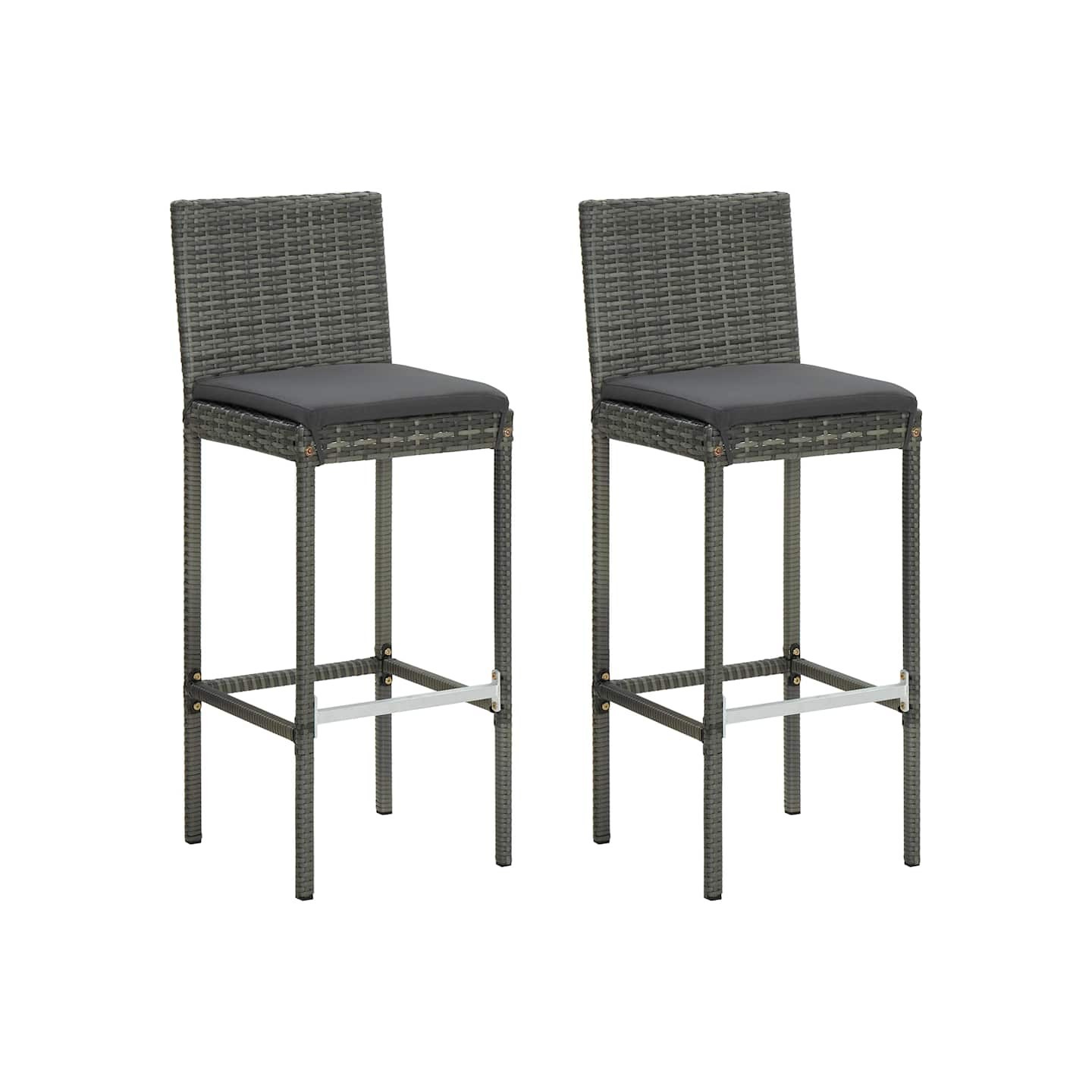 Tabourets de bar de jardin et coussins lot de 2 résine tressée