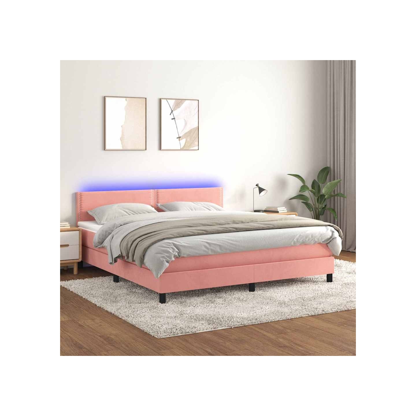Sommier à lattes de lit avec matelas LED Rose 180x200 cm