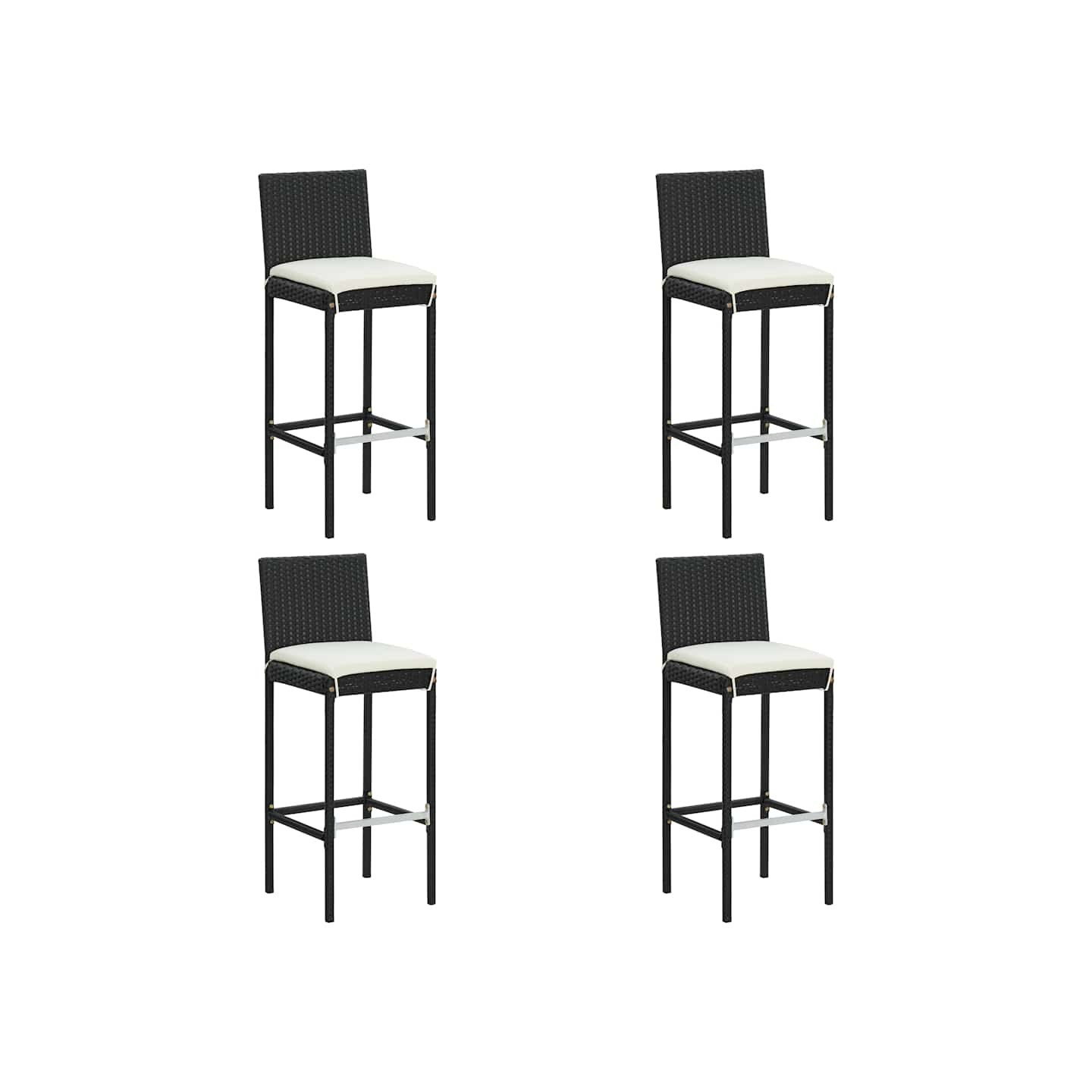 Tabourets de bar de jardin et coussins lot de 4 résine tressée