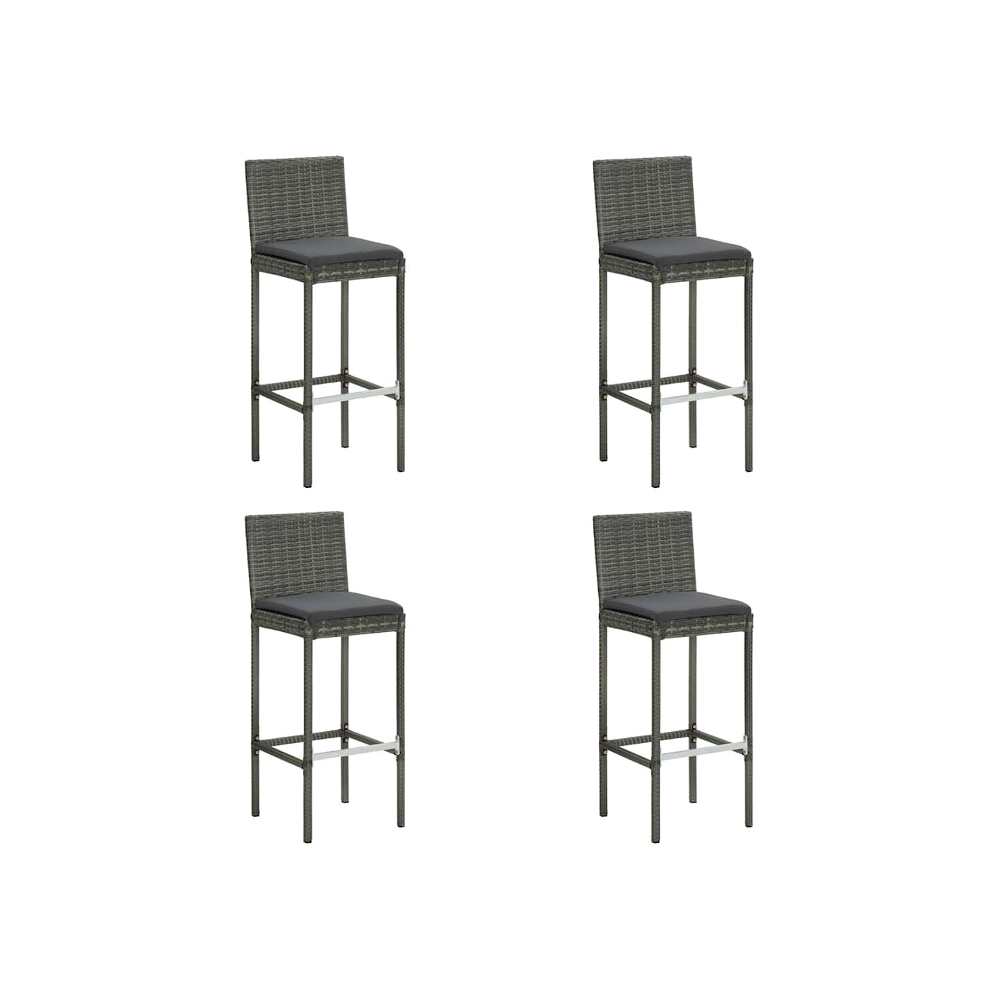 Tabourets de bar de jardin et coussins lot de 4 résine tressée