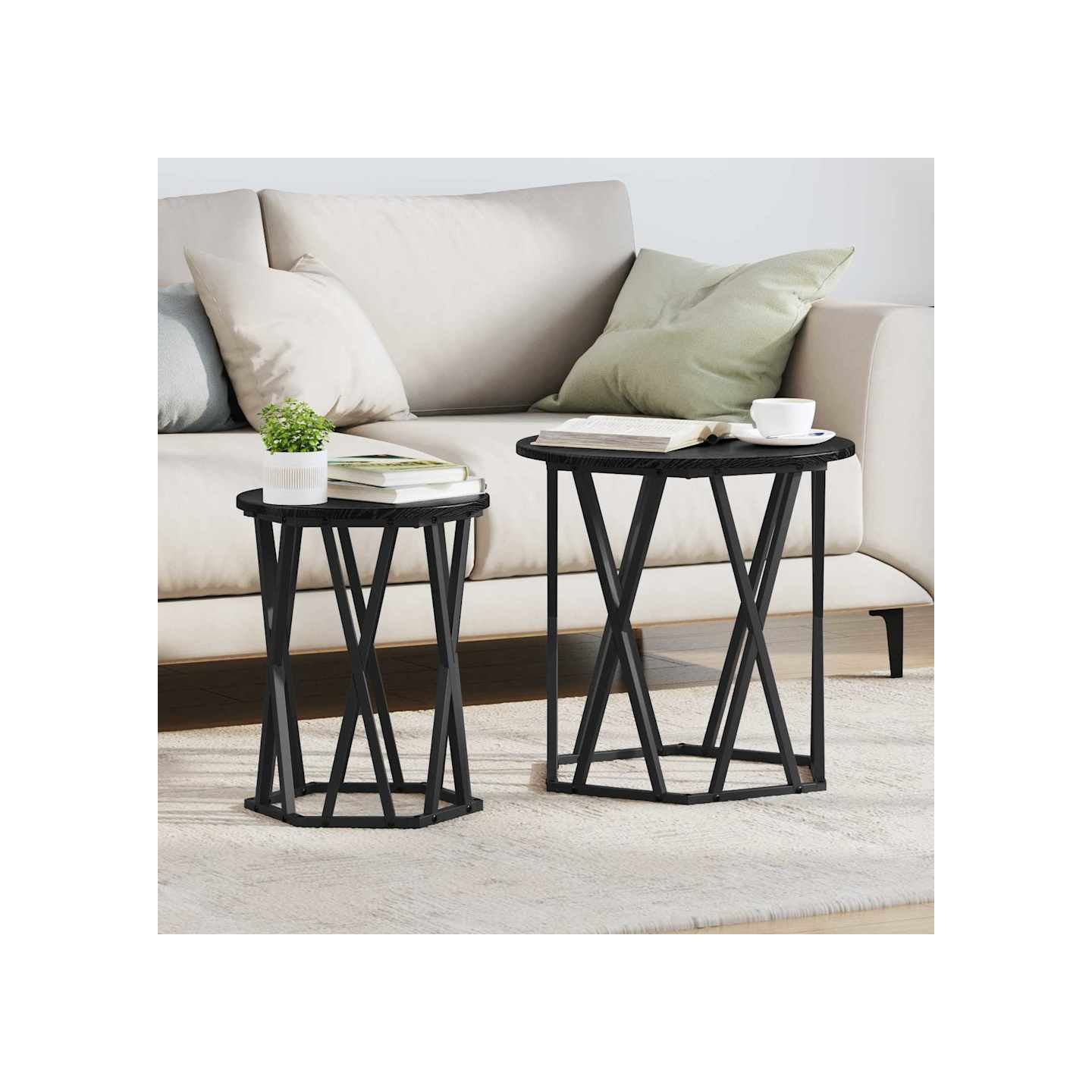 Table basse 2 pc Chêne noir 50 x 50 x 50 cm