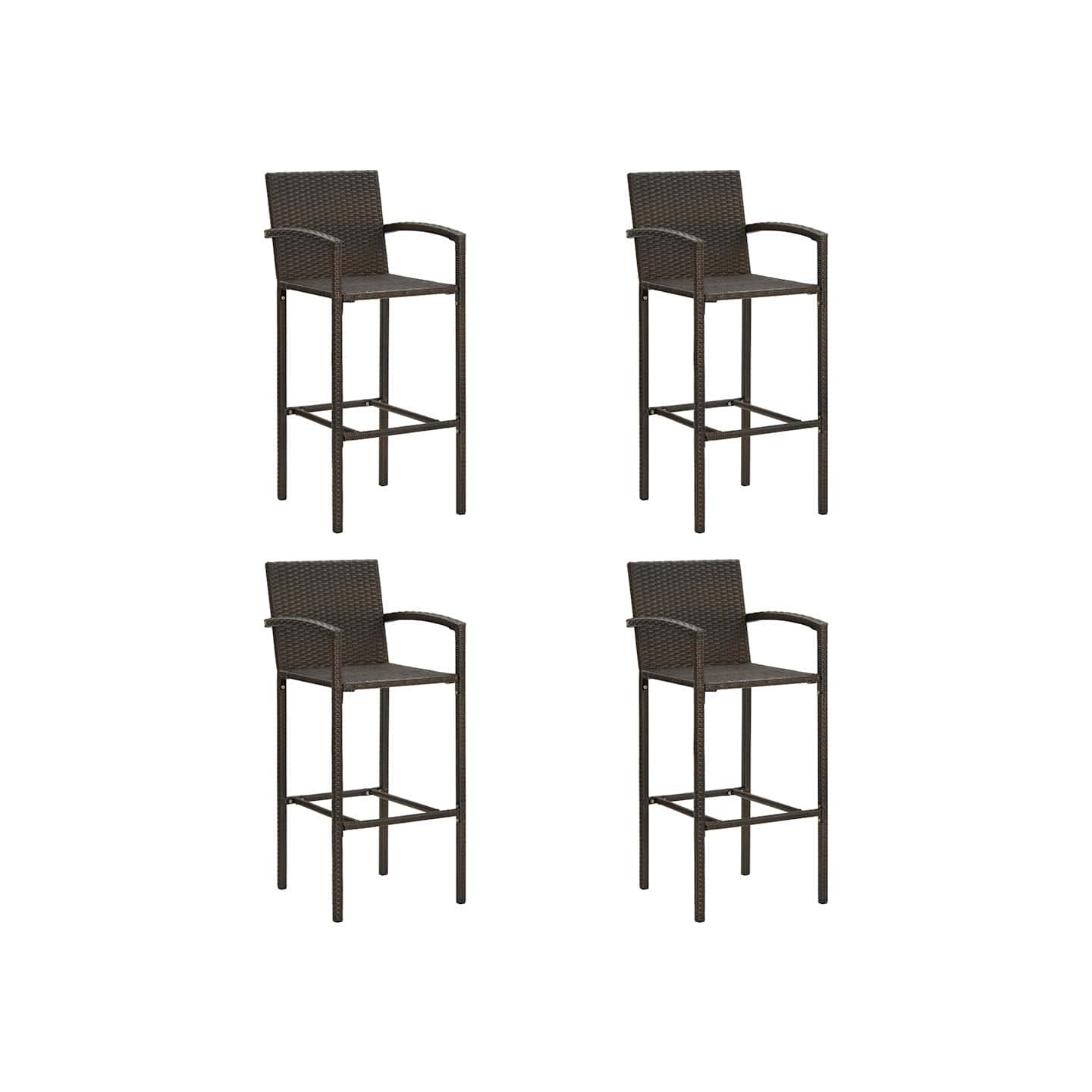 Tabourets de bar lot de 4 marron résine tressée