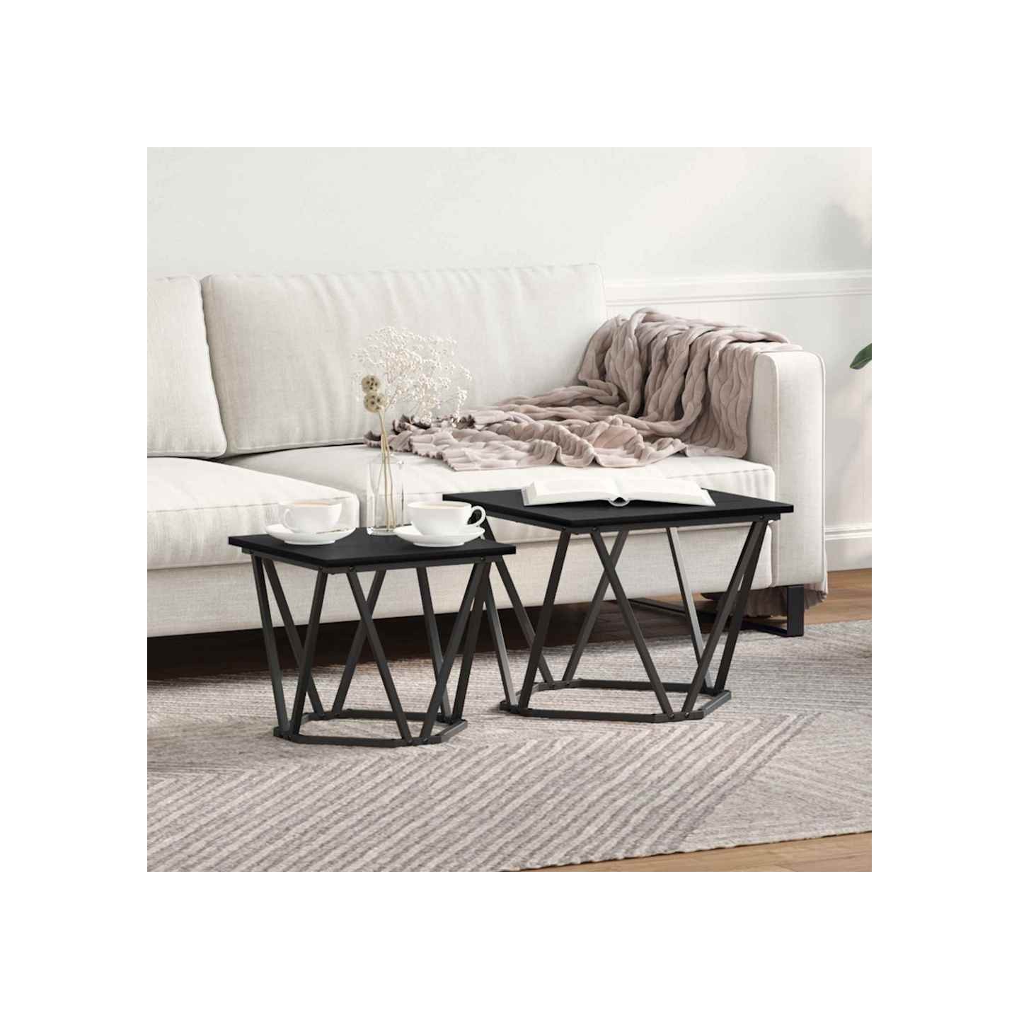 Ensemble de tables d'appoint 2 pc Chêne noir 50 x 50 x 40 cm