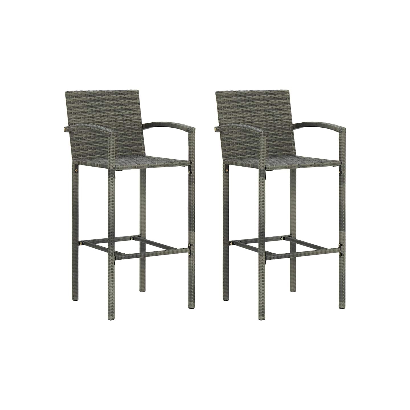 Tabourets de bar lot de 2 gris résine tressée