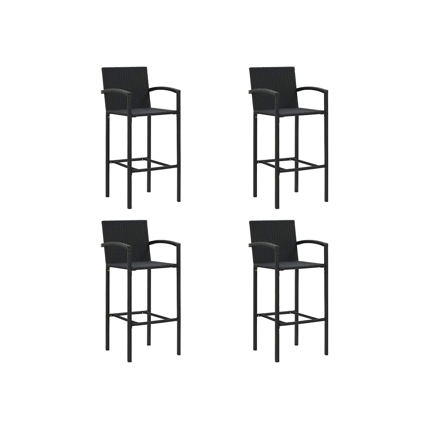 Tabourets de bar lot de 4 noir résine tressée