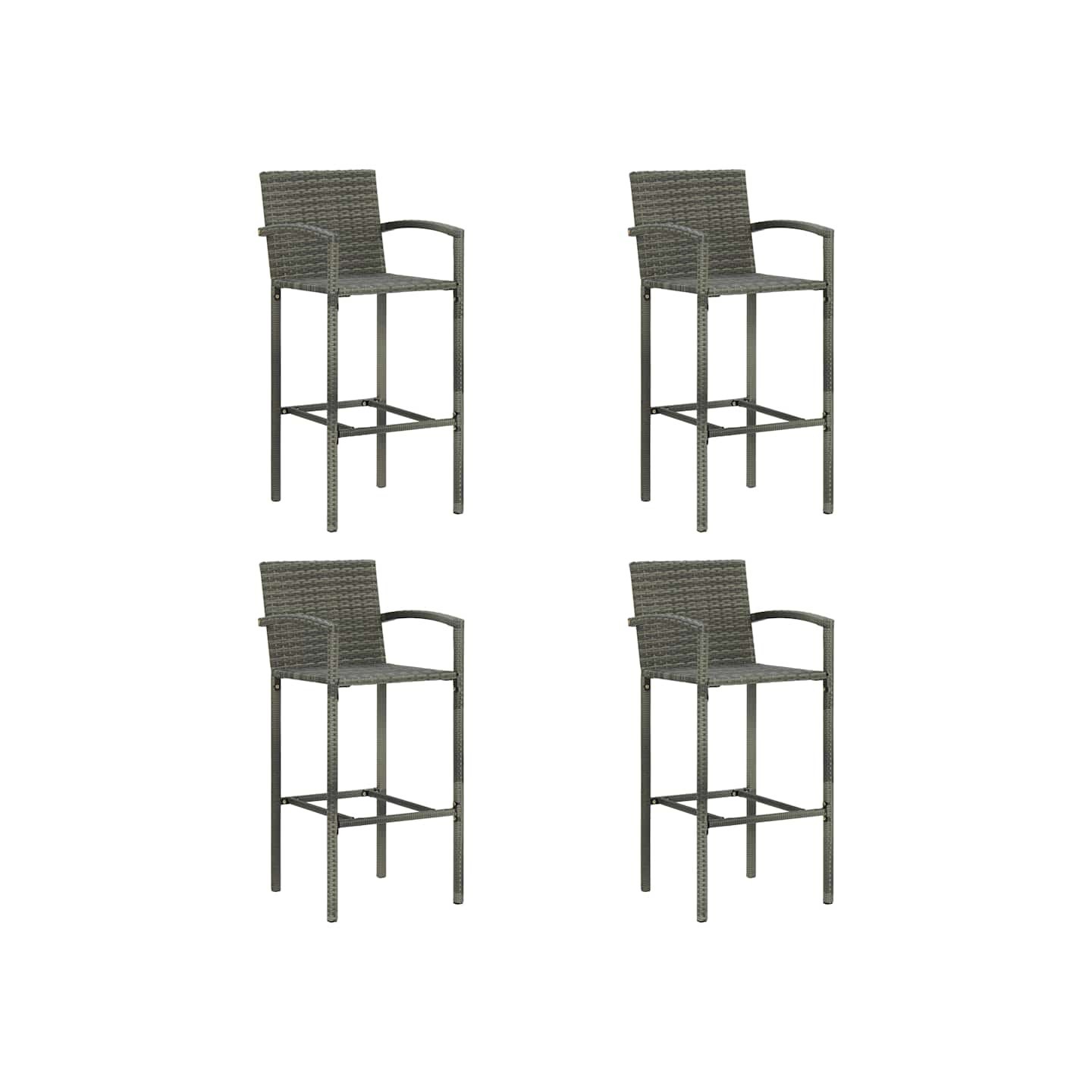Tabourets de bar lot de 4 gris résine tressée