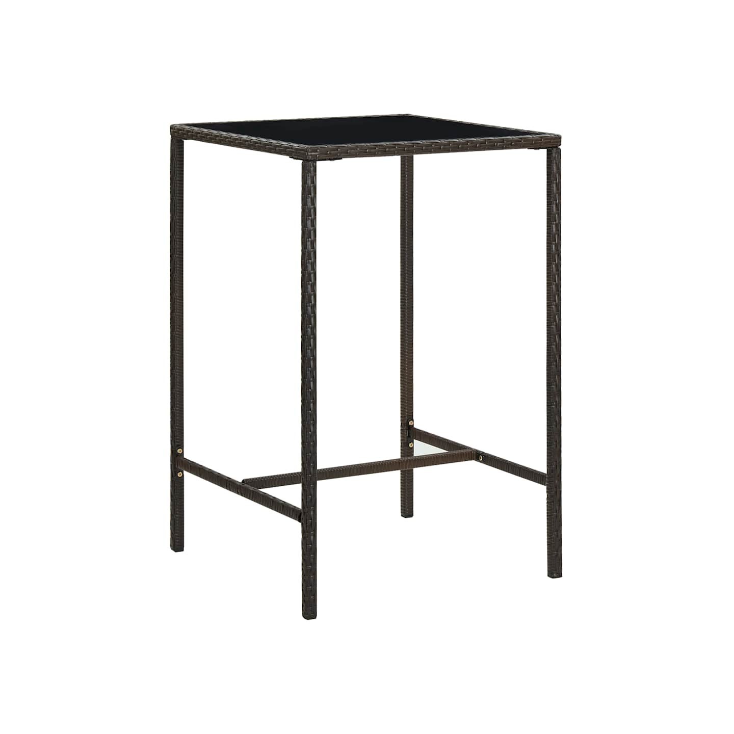 Table de bar de jardin Marron 70x70x110 cm Résine tressée verre