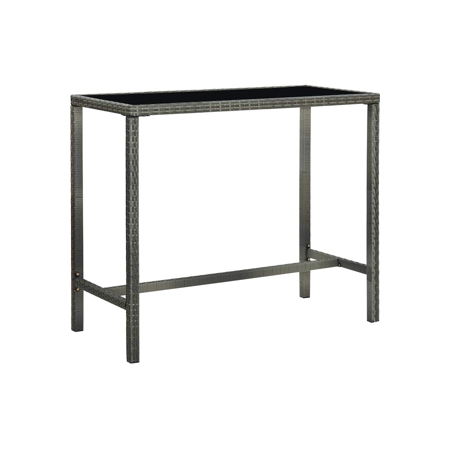 Table bar de jardin Gris 130x60x110 cm Résine tressée et verre