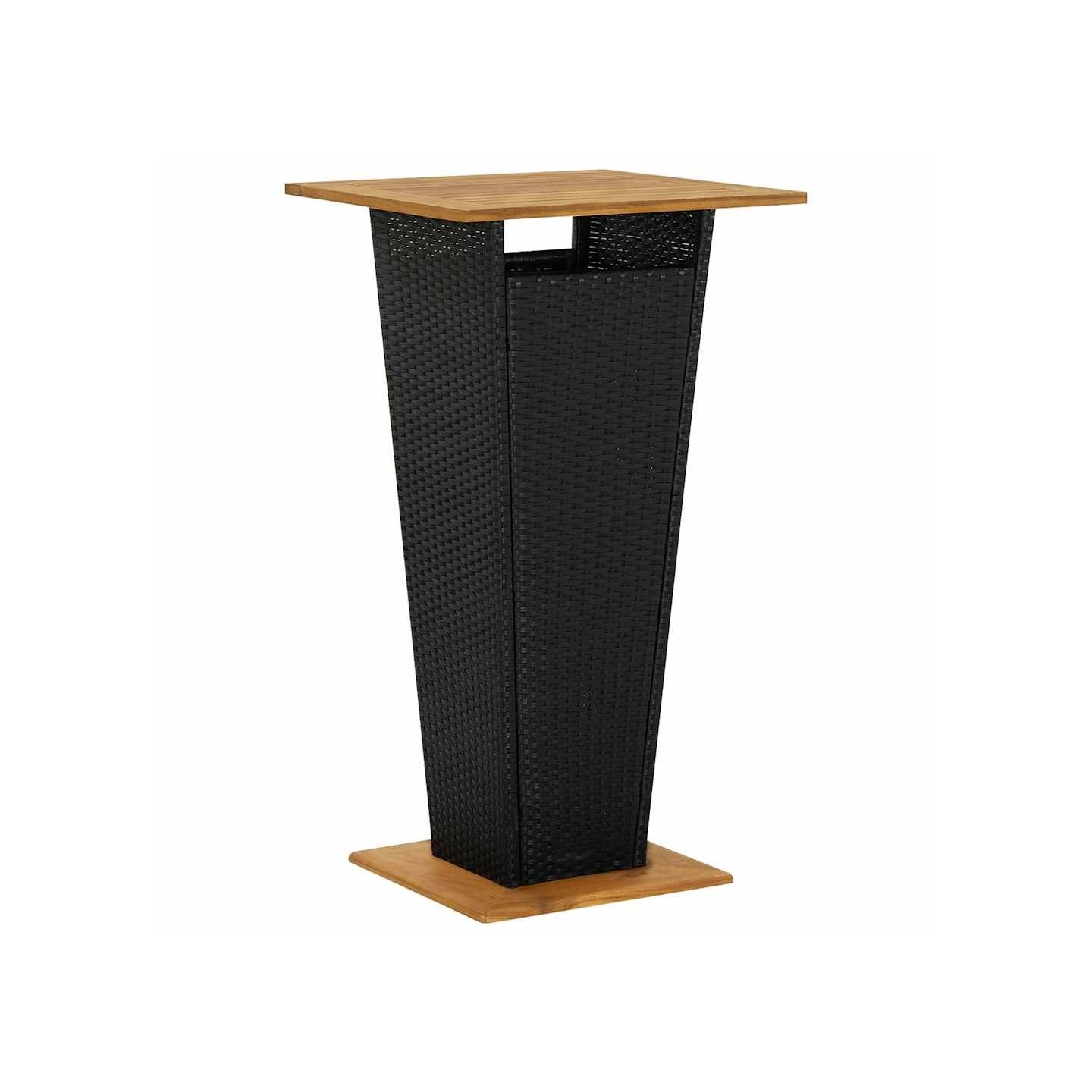 Table de bar Noir 60x60x110 cm Résine tressée et bois d'acacia