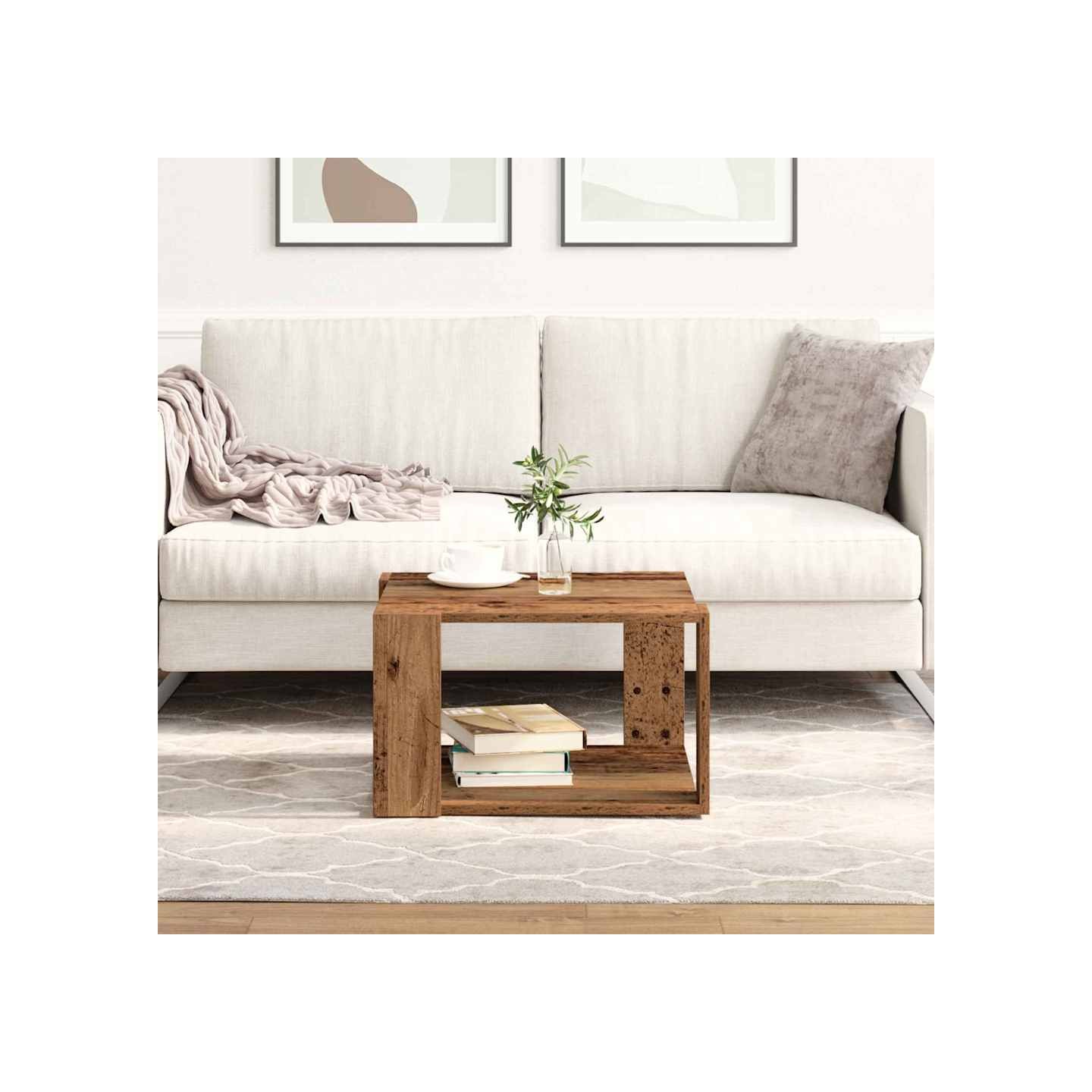 Table basse Bois Ancien 51,5 x 51,5 x 30 cm Bois d'ingénierie