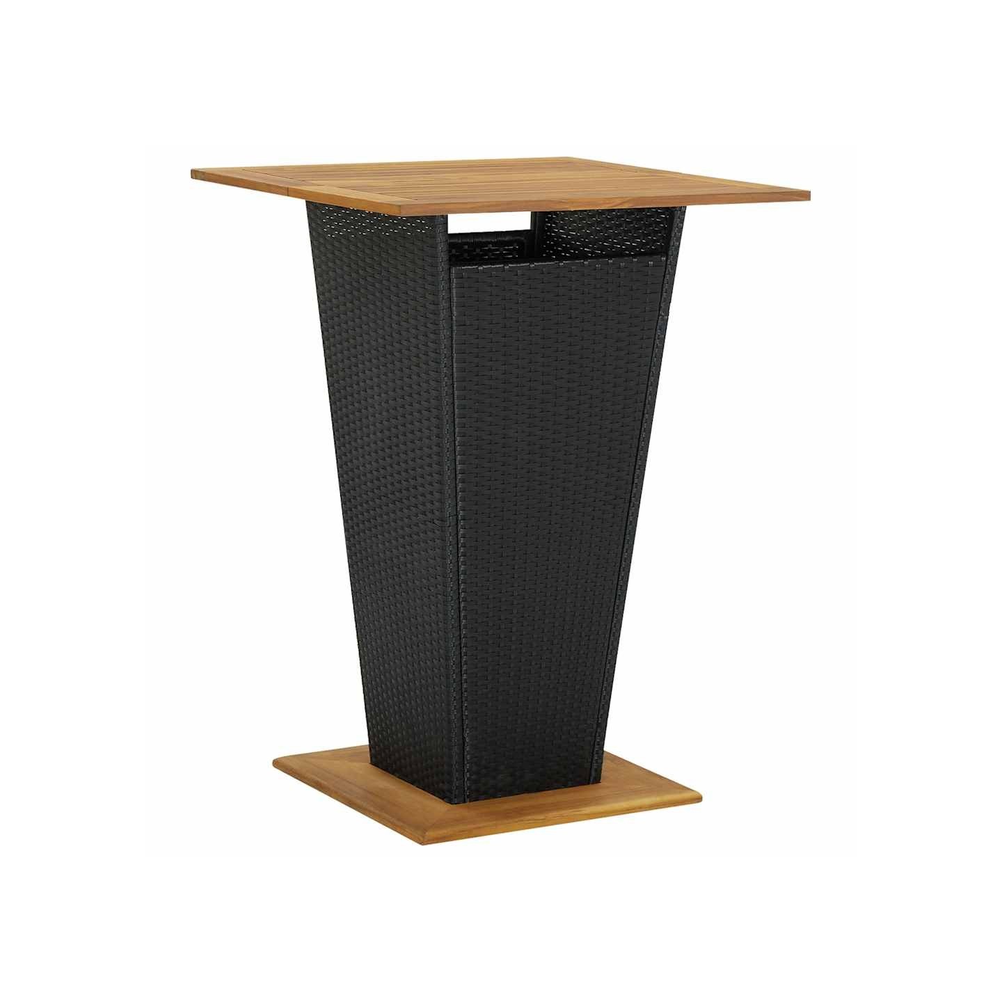 Table de bar Noir 80x80x110 cm Résine tressée et bois d'acacia