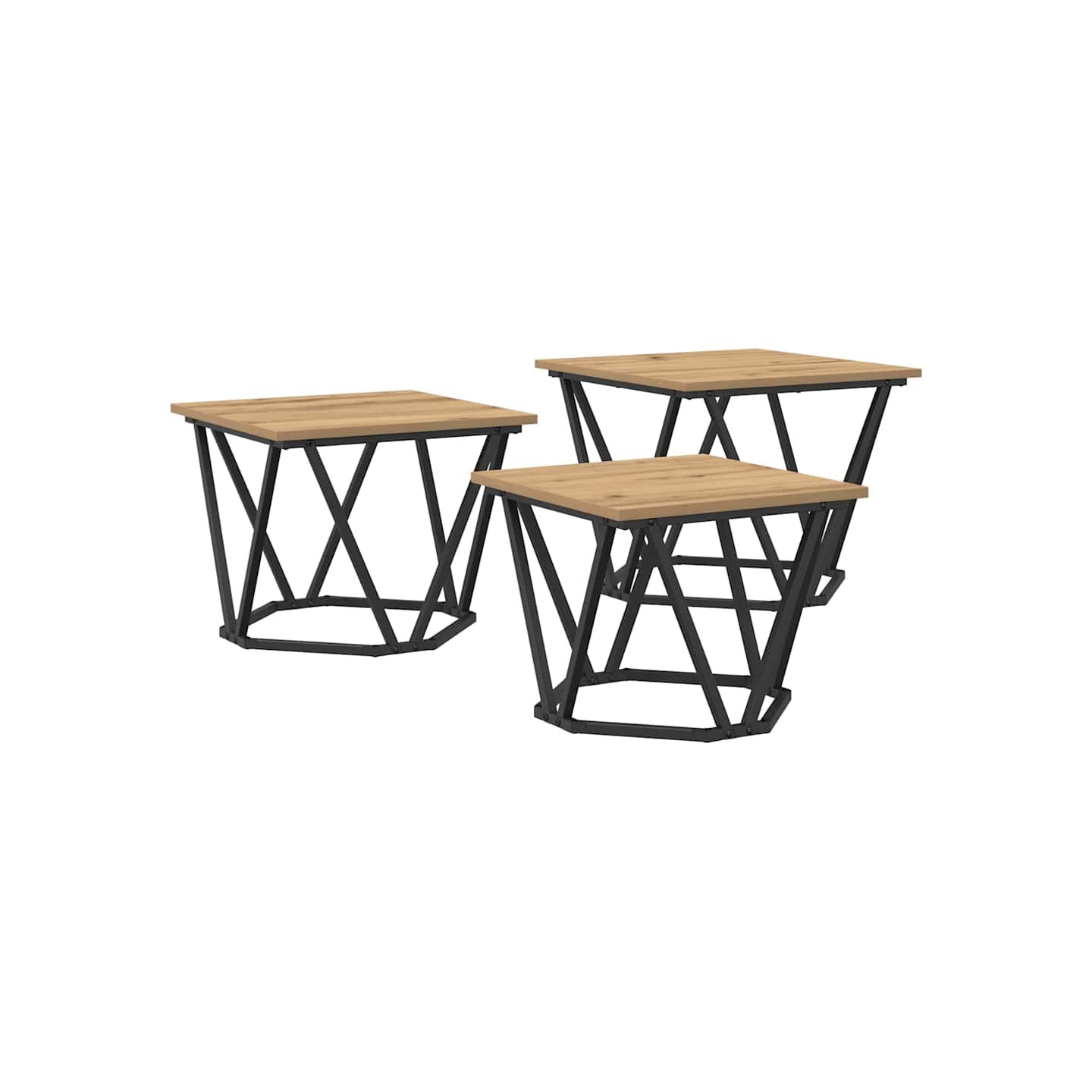 Table basse 3 pc Chêne artisanal 50 x 50 x 40 cm