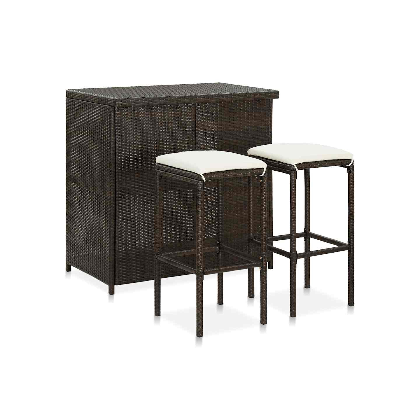 Ensemble de bar 3 pcs Résine tressée Marron