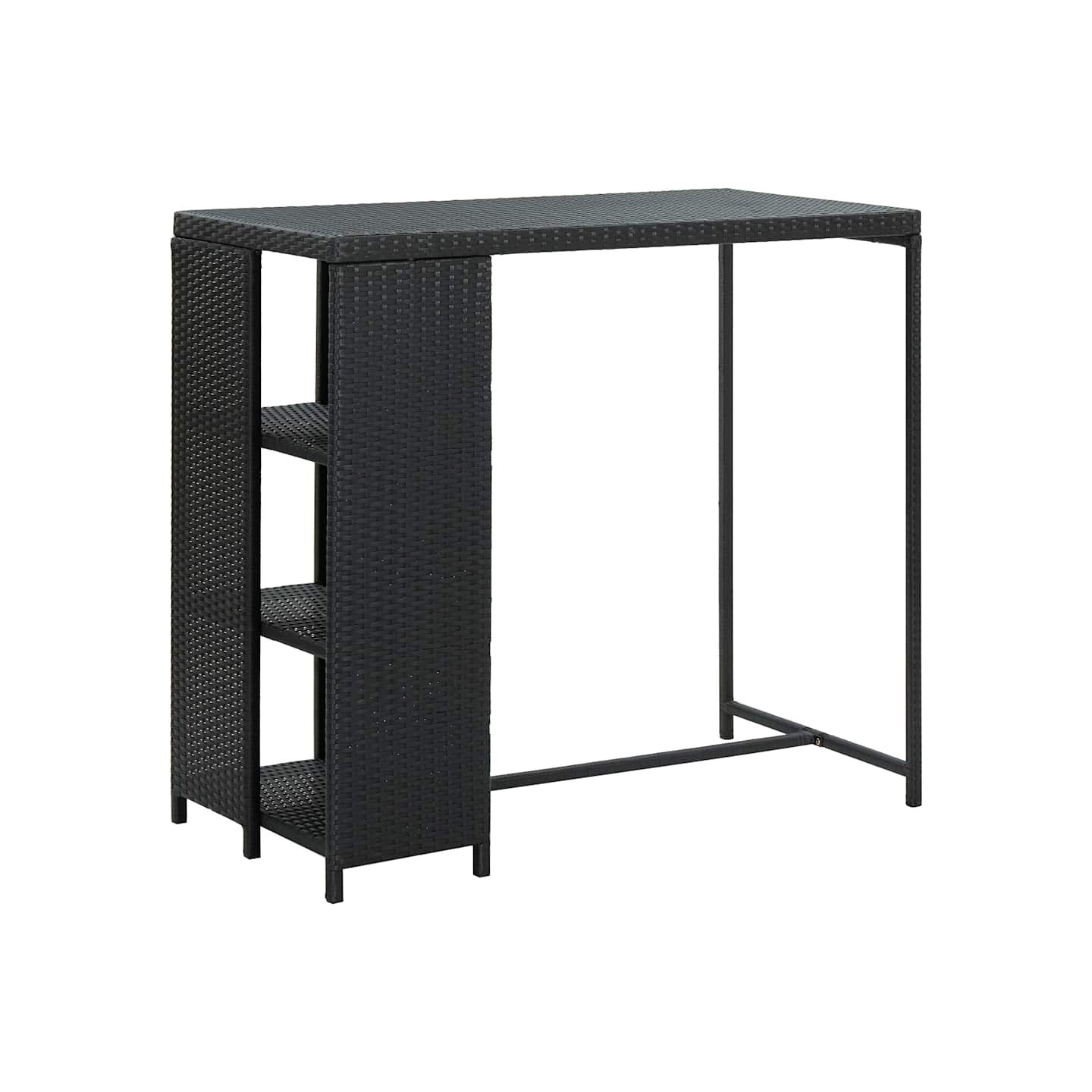 Table de bar avec rangement Noir 120x60x110 cm Résine tressée