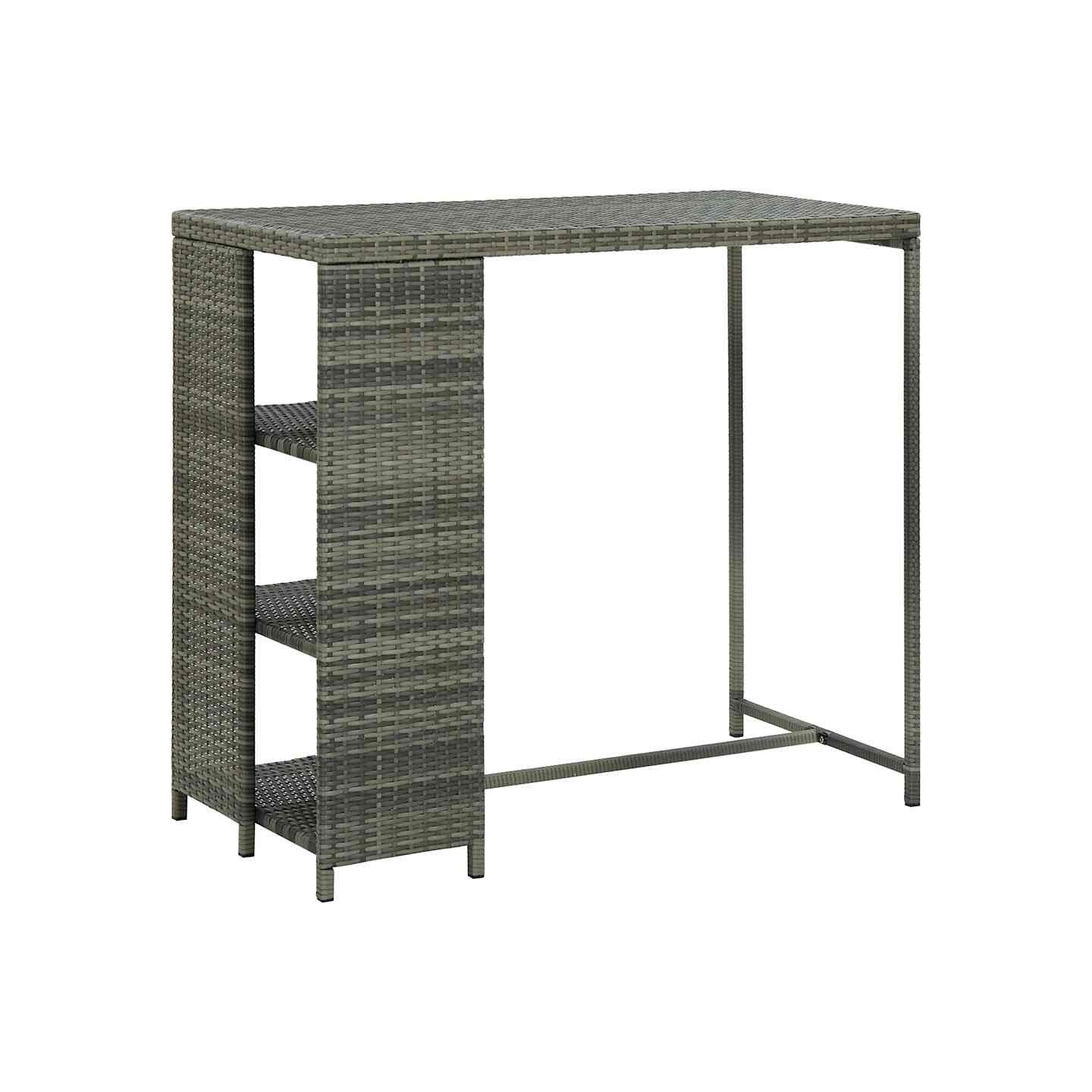 Table de bar avec rangement Gris 120x60x110 cm Résine tressée