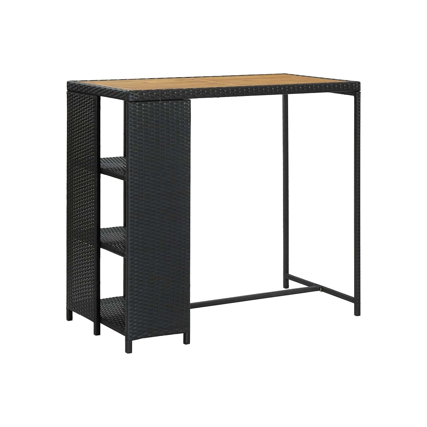 Table de bar avec rangement Noir 120x60x110 cm Résine tressée