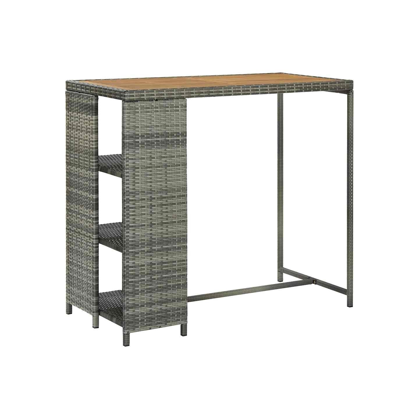 Table de bar avec rangement Gris 120x60x110 cm Résine tressée