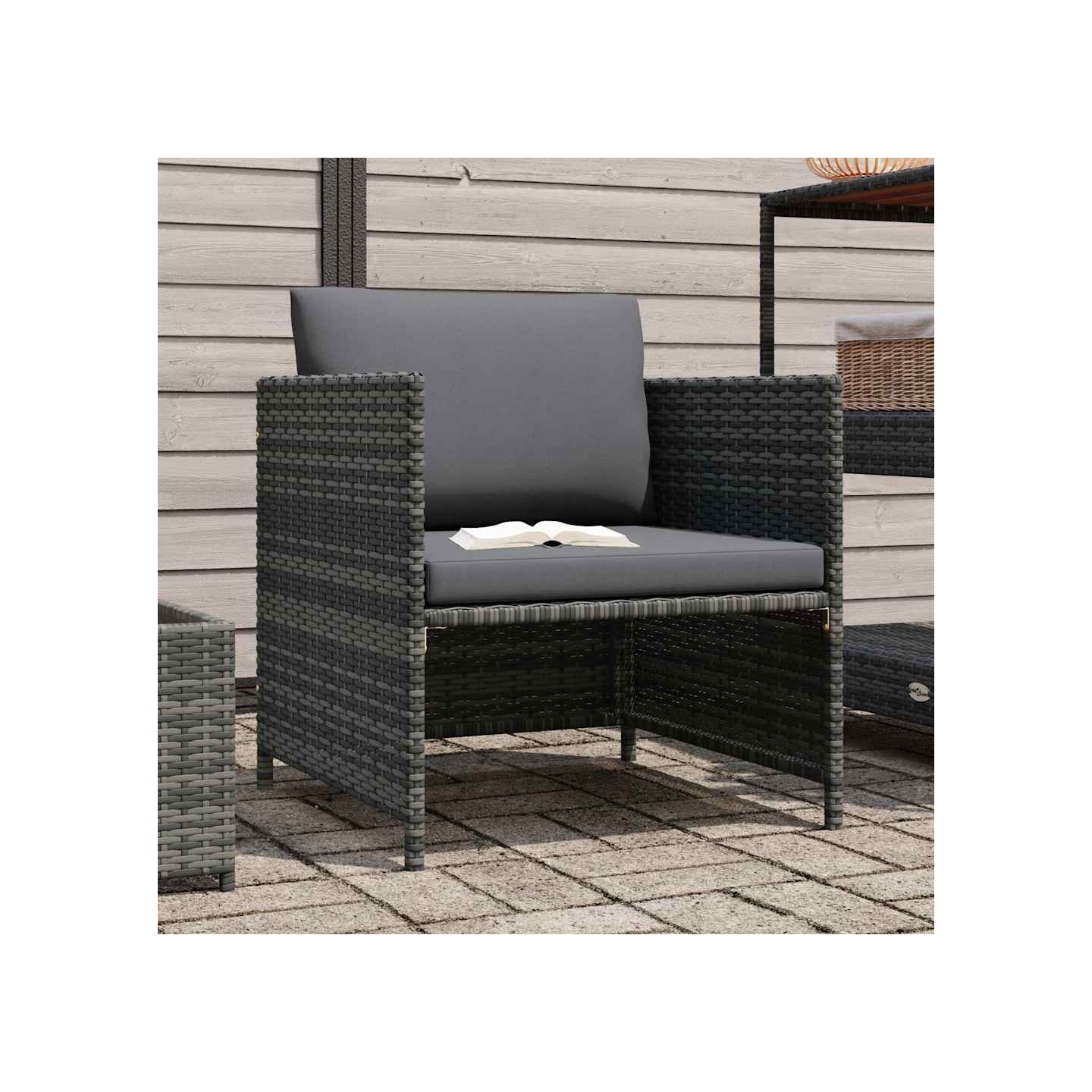 Canapé de jardin avec coussins Gris Résine tressée