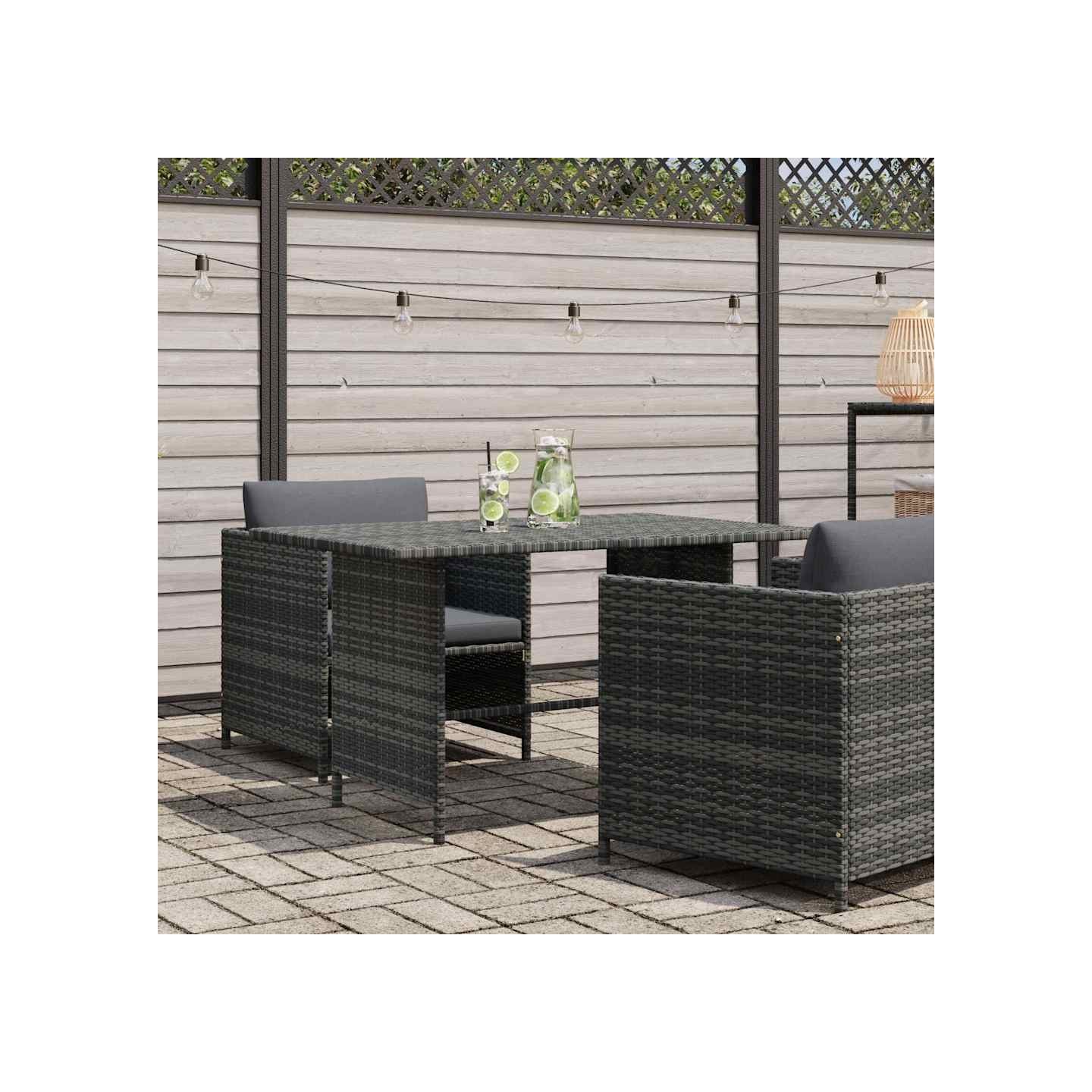 Table à dîner de jardin Gris 110x70x65 cm Résine tressée