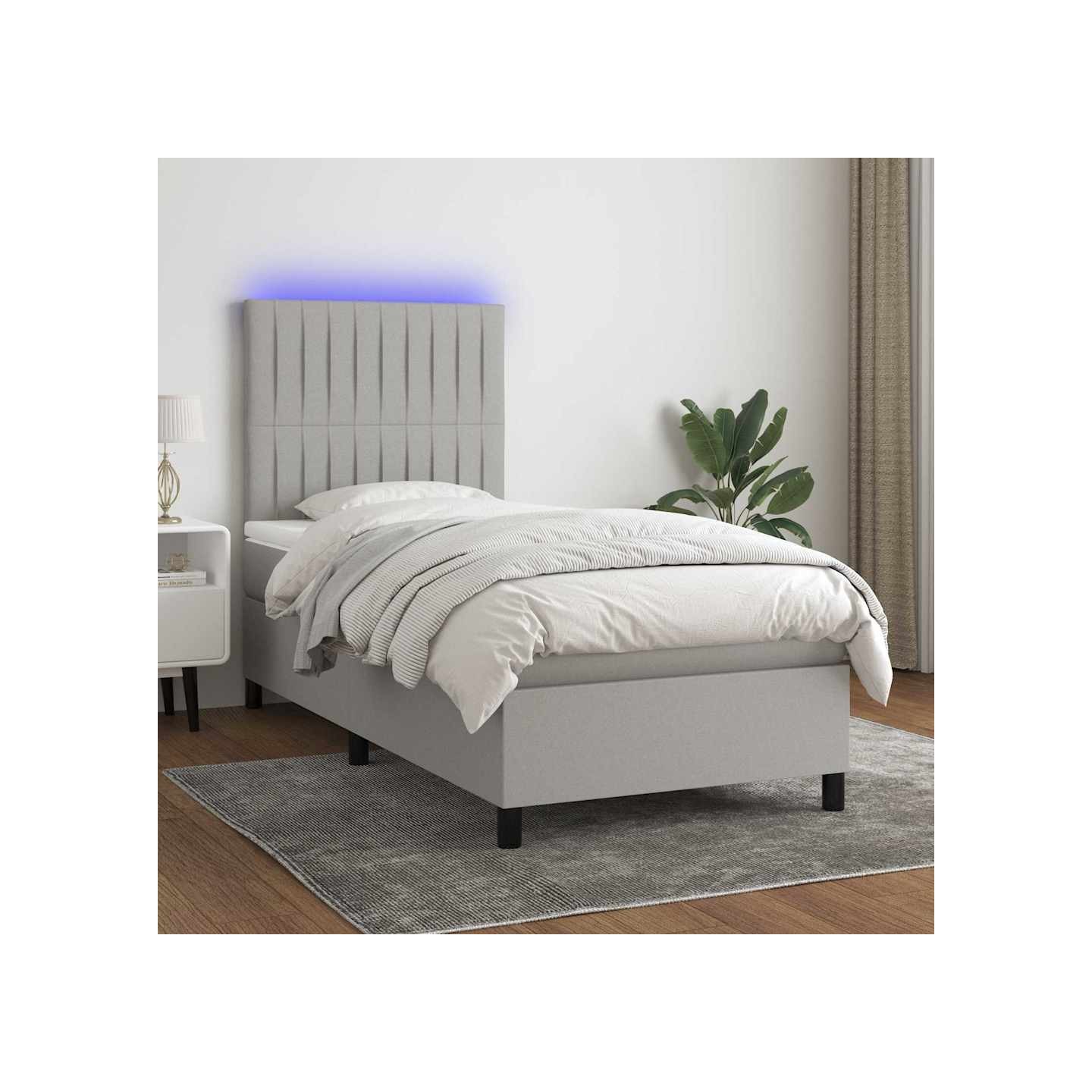 Sommier à lattes de lit avec matelas et LED Gris clair 80x200cm