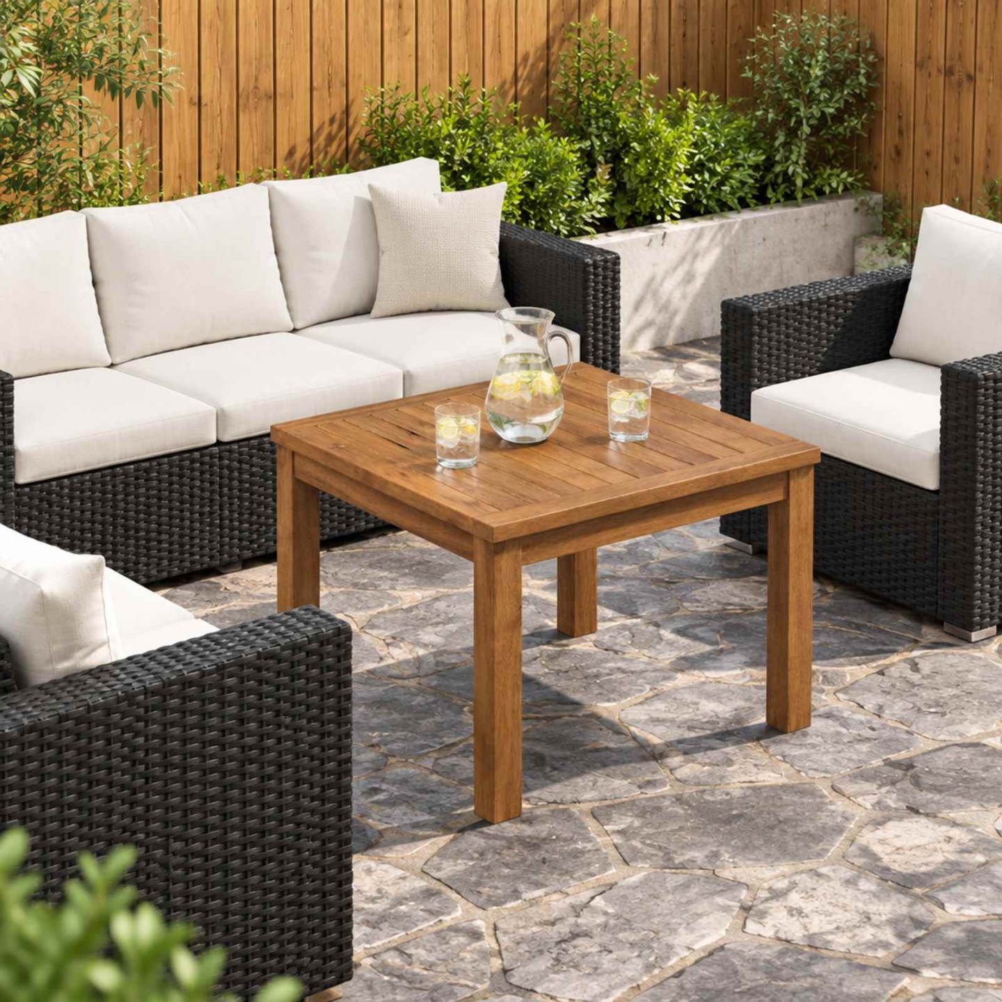 Table basse Naturel 49 x 48,5 x 36 cm Bois d'Acacia Massif